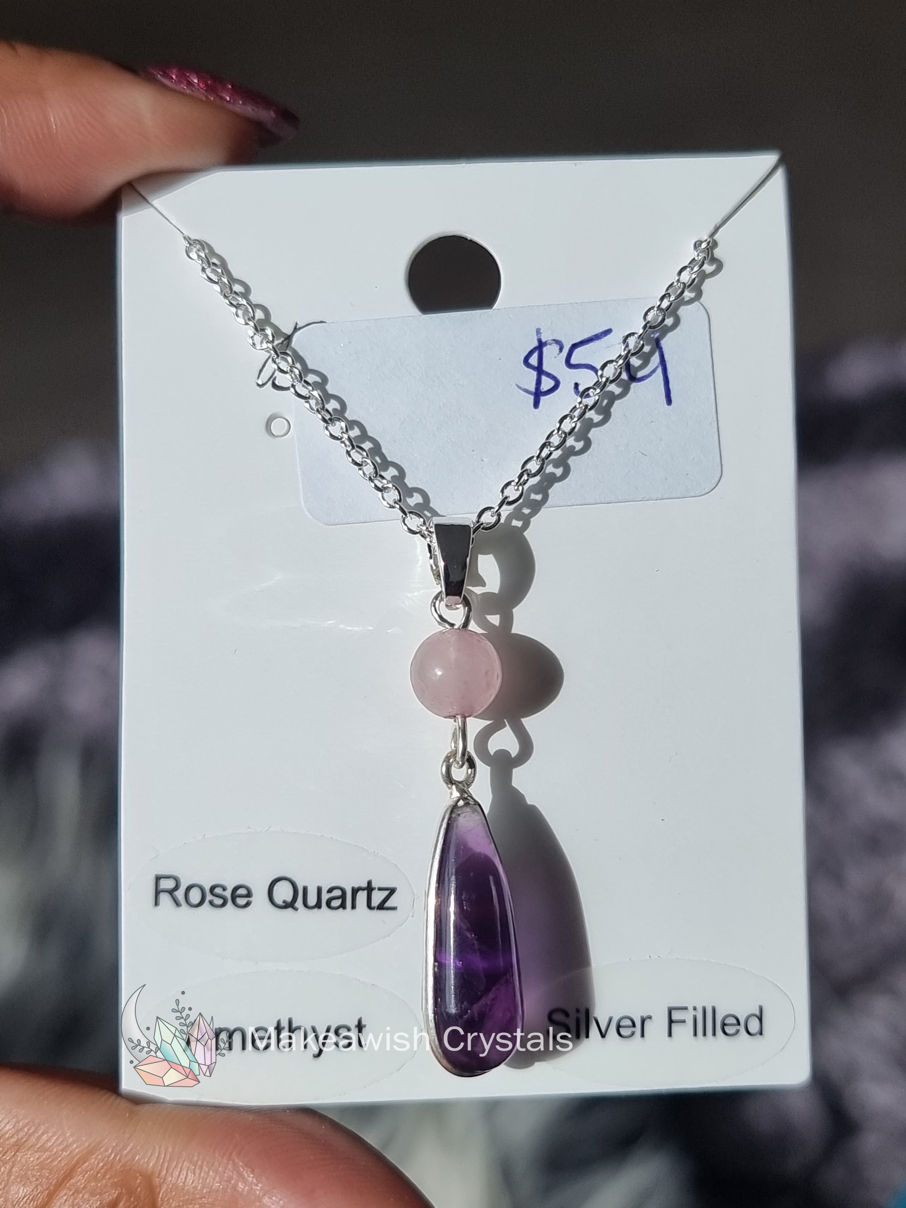 Amethyst Rose Quartz Necklace