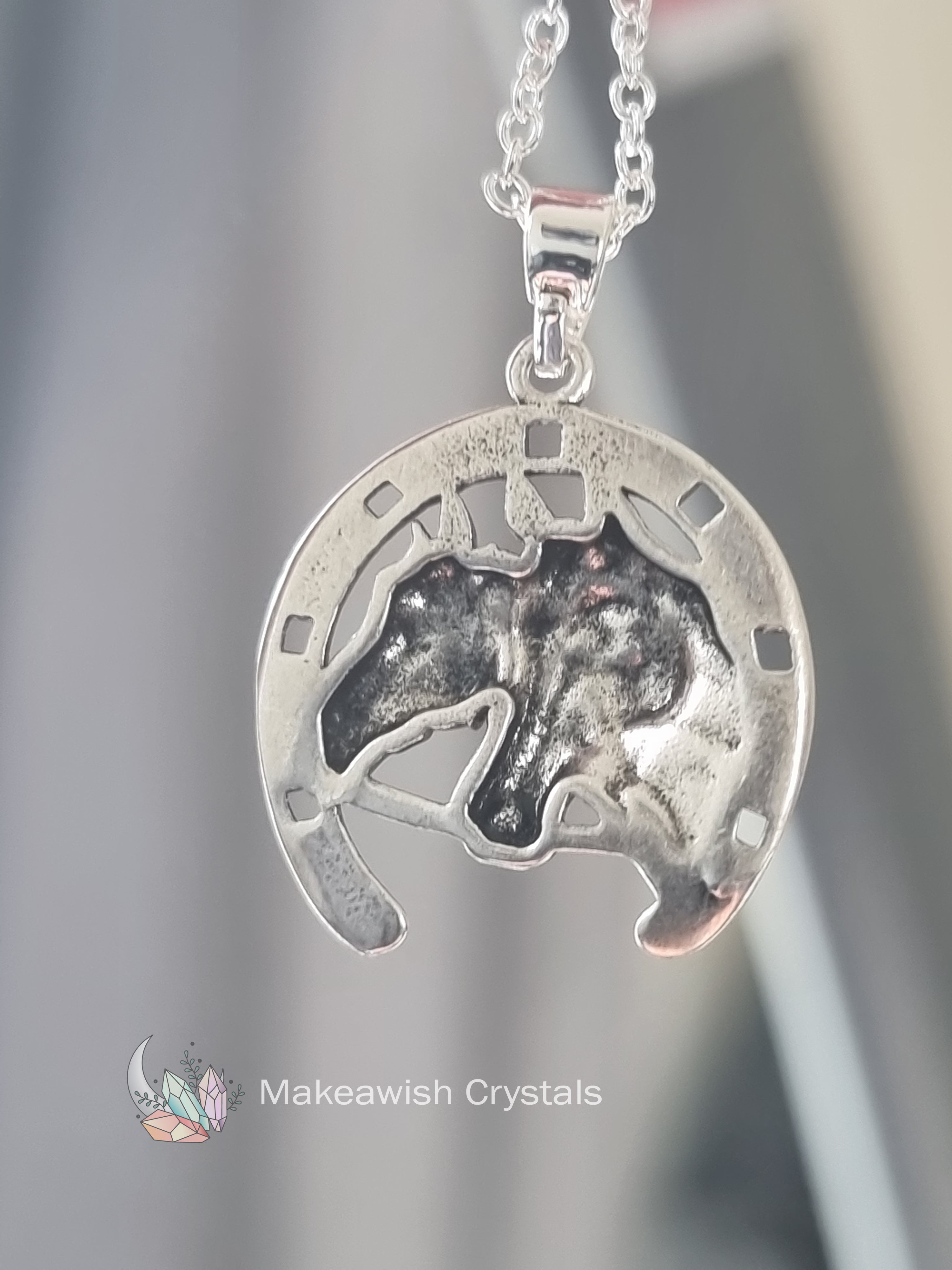 Silver Double Horse head Necklace