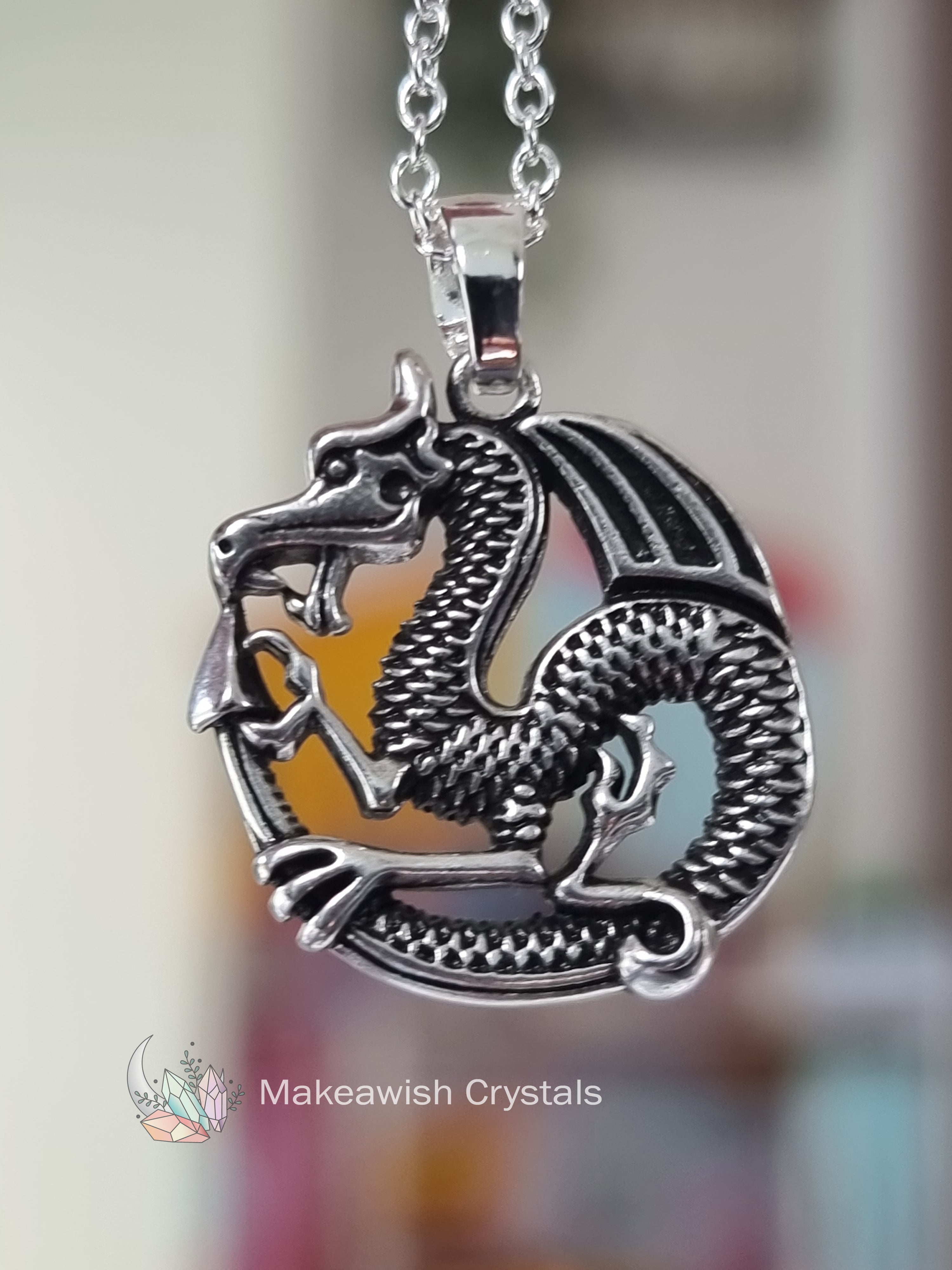 Silver Dragon Pendant Necklace