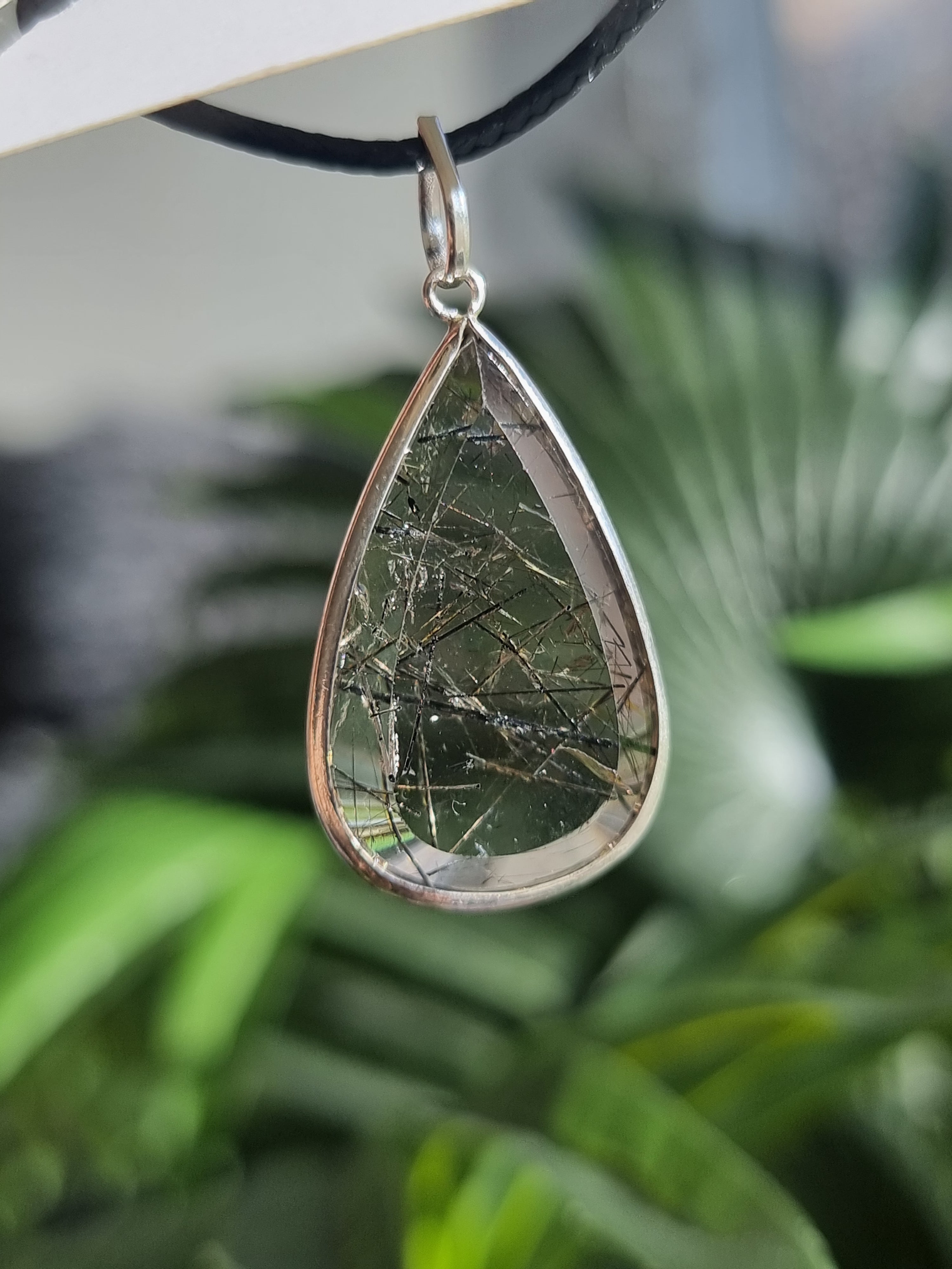 Tourmalated Quartz Pendant Sterling Silver
