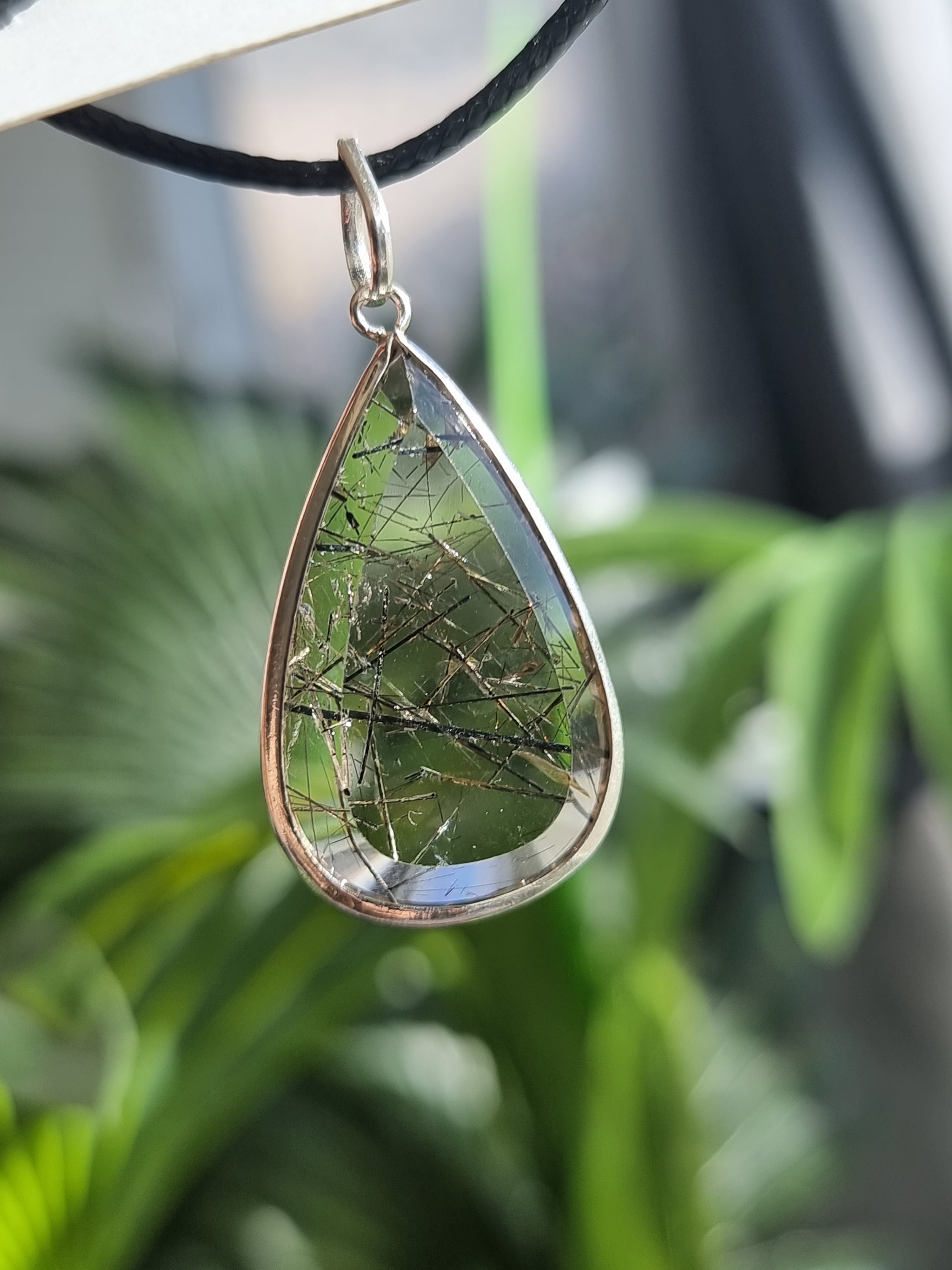 Tourmalated Quartz Pendant Sterling Silver