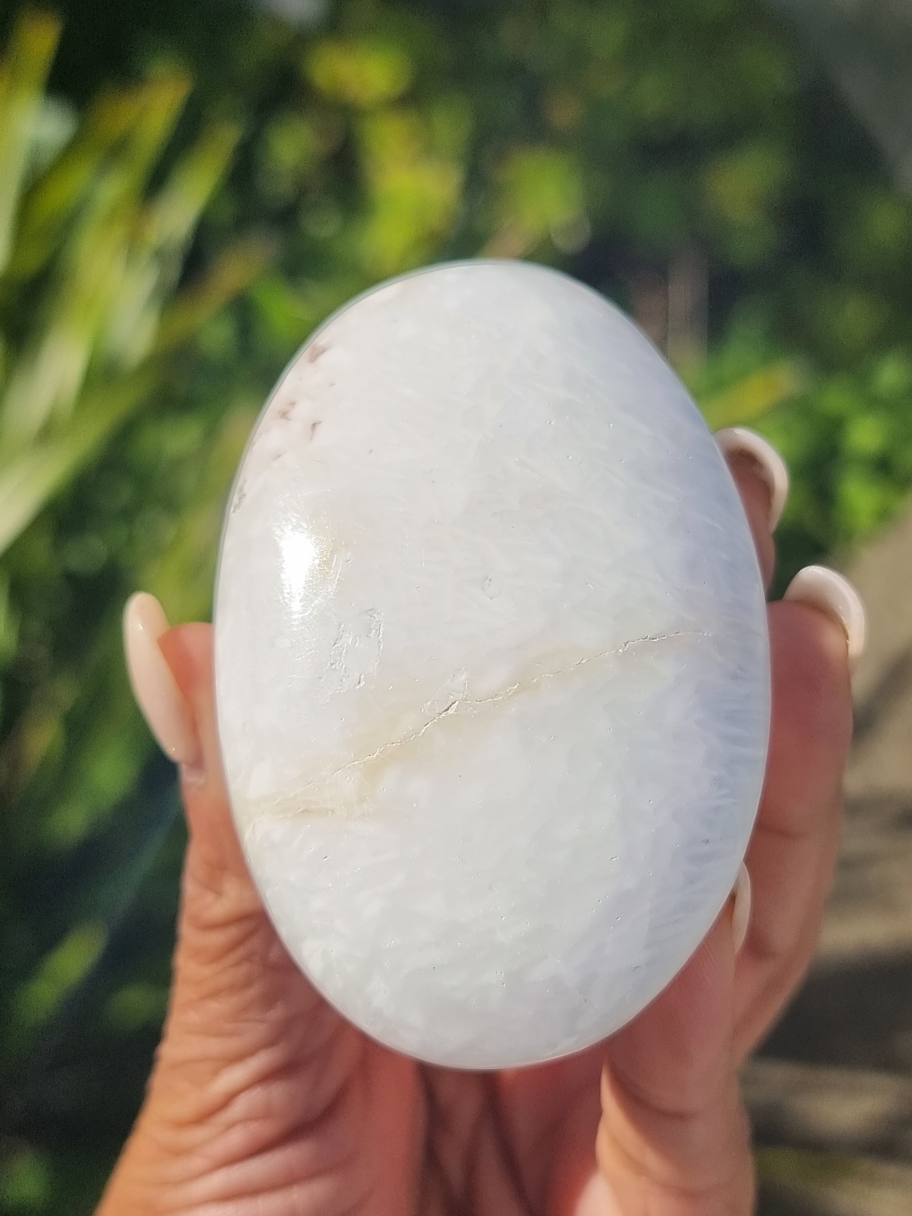 White Scolecite Palm Stone