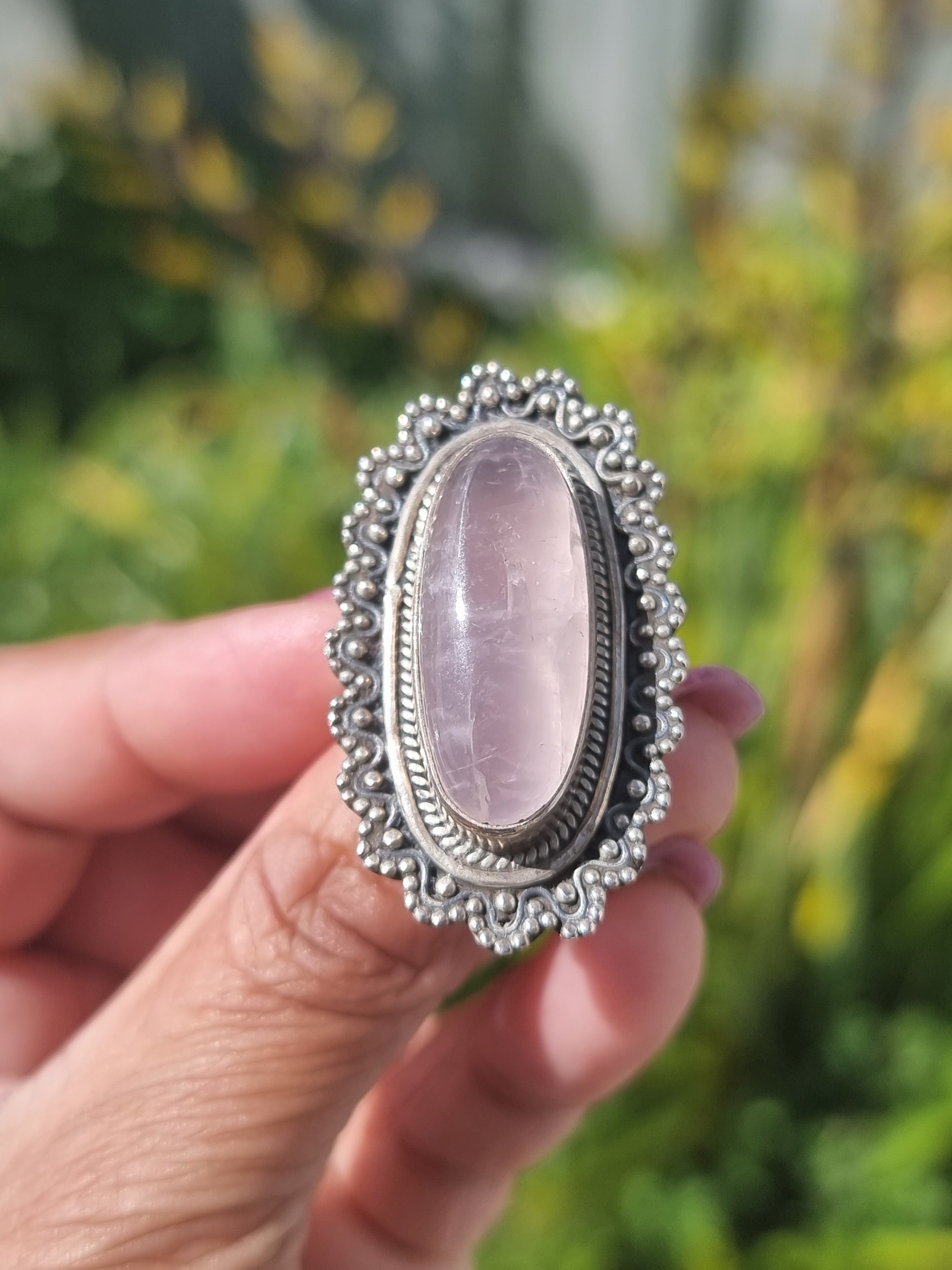 Rose Quartz Ring Sterling Silver