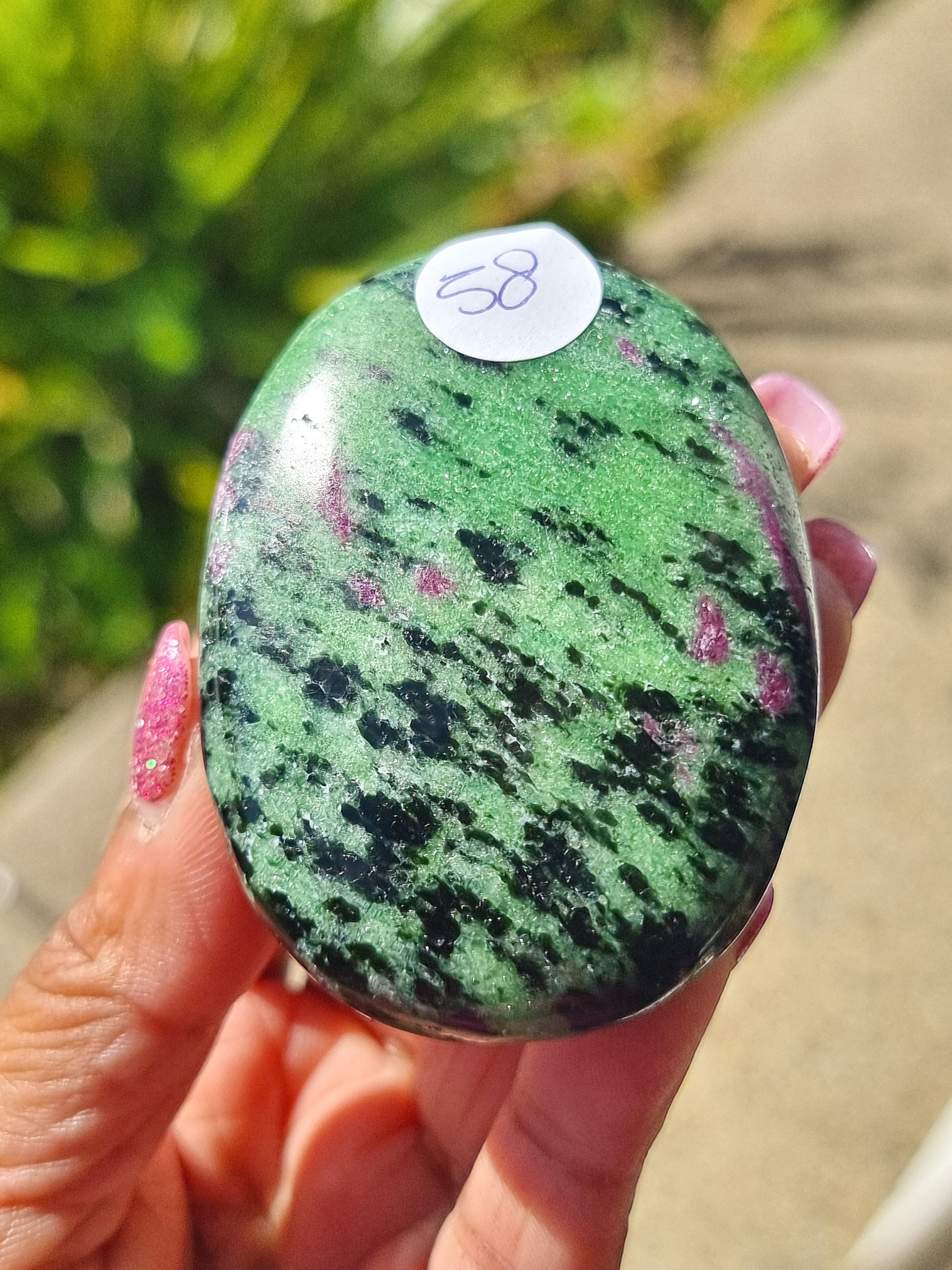 Ruby in Zoisite Palm Stone