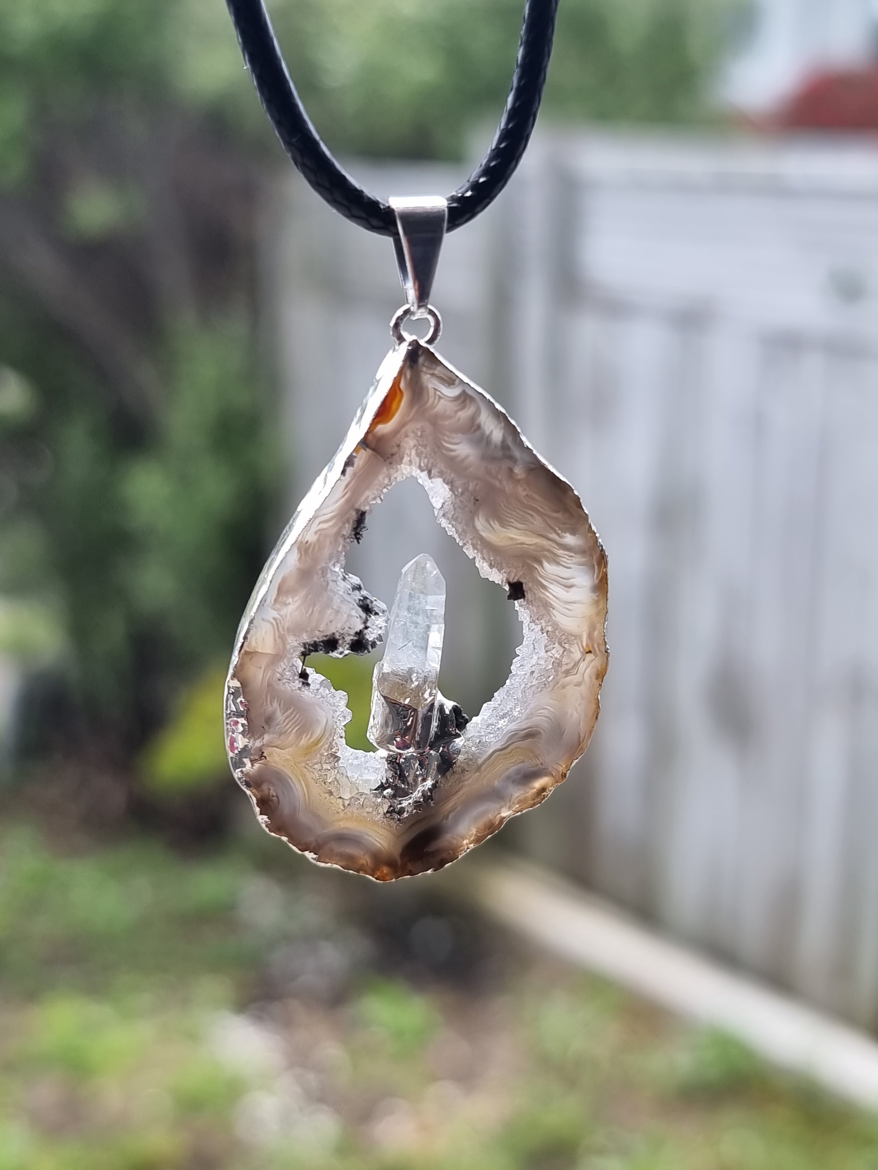 Druzy Agate Point Pendant