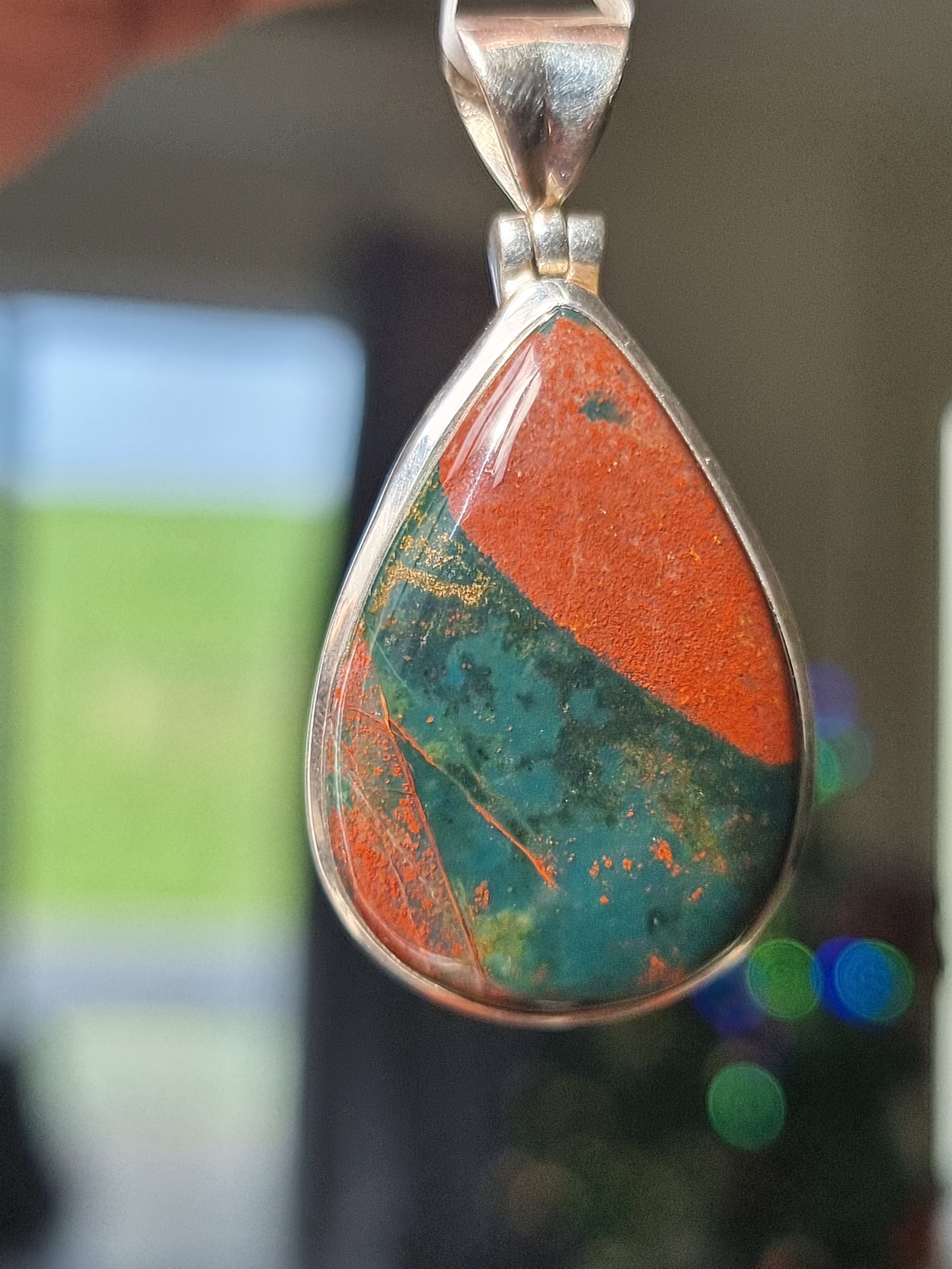 Bloodstone Pendant Sterling Silver
