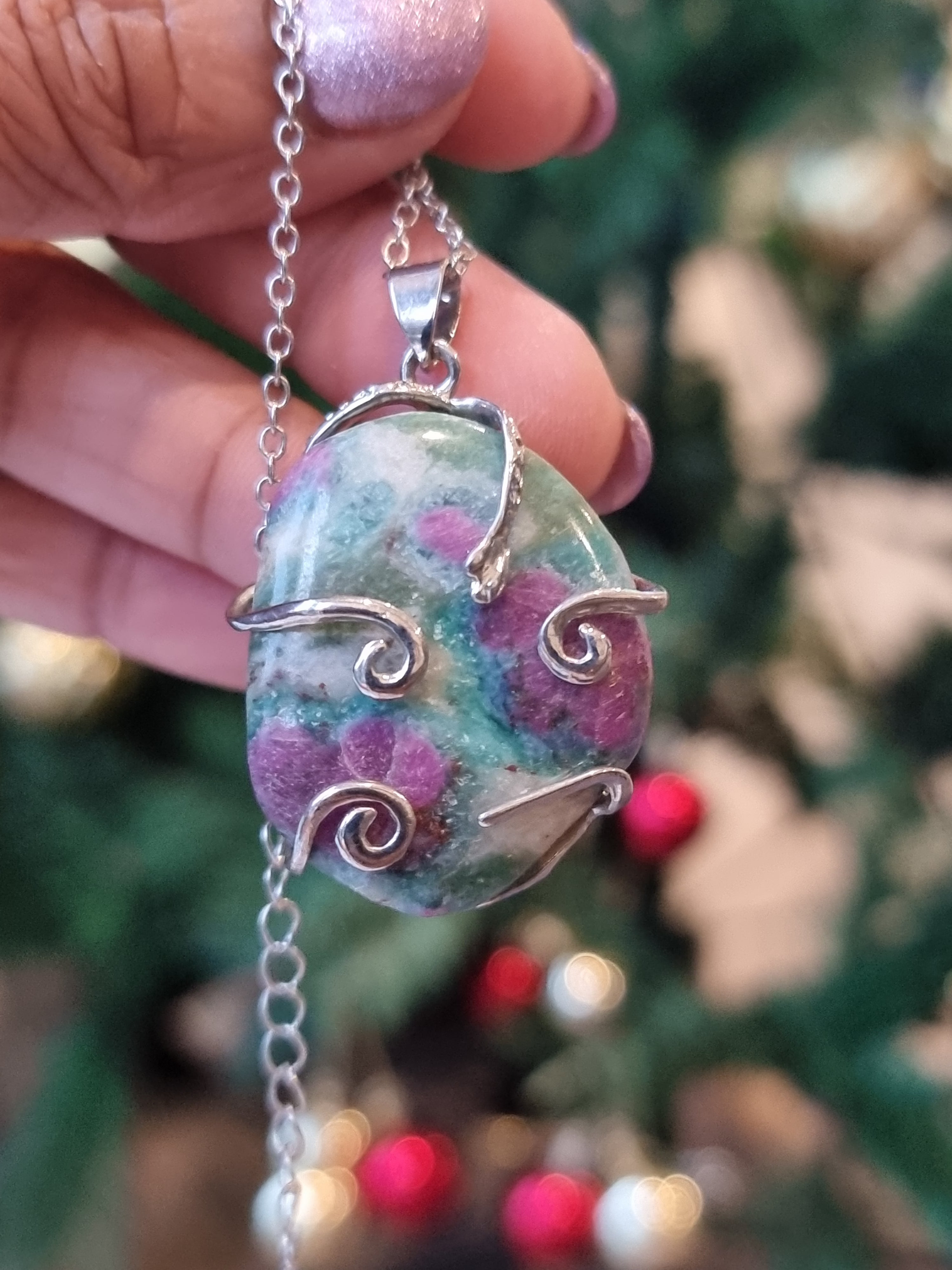 Ruby in Fuchsite Pendant