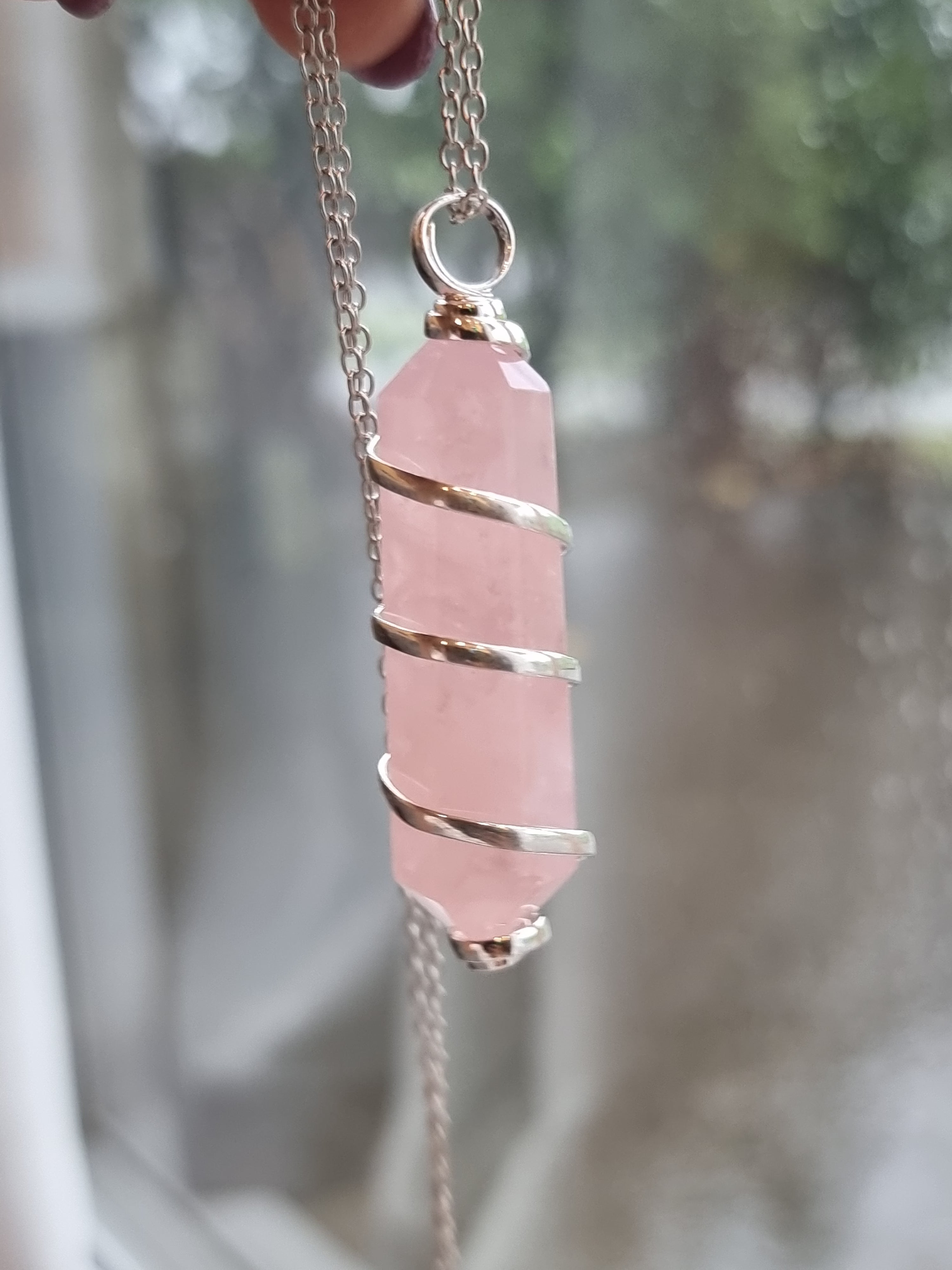 Rose quartz point online pendant