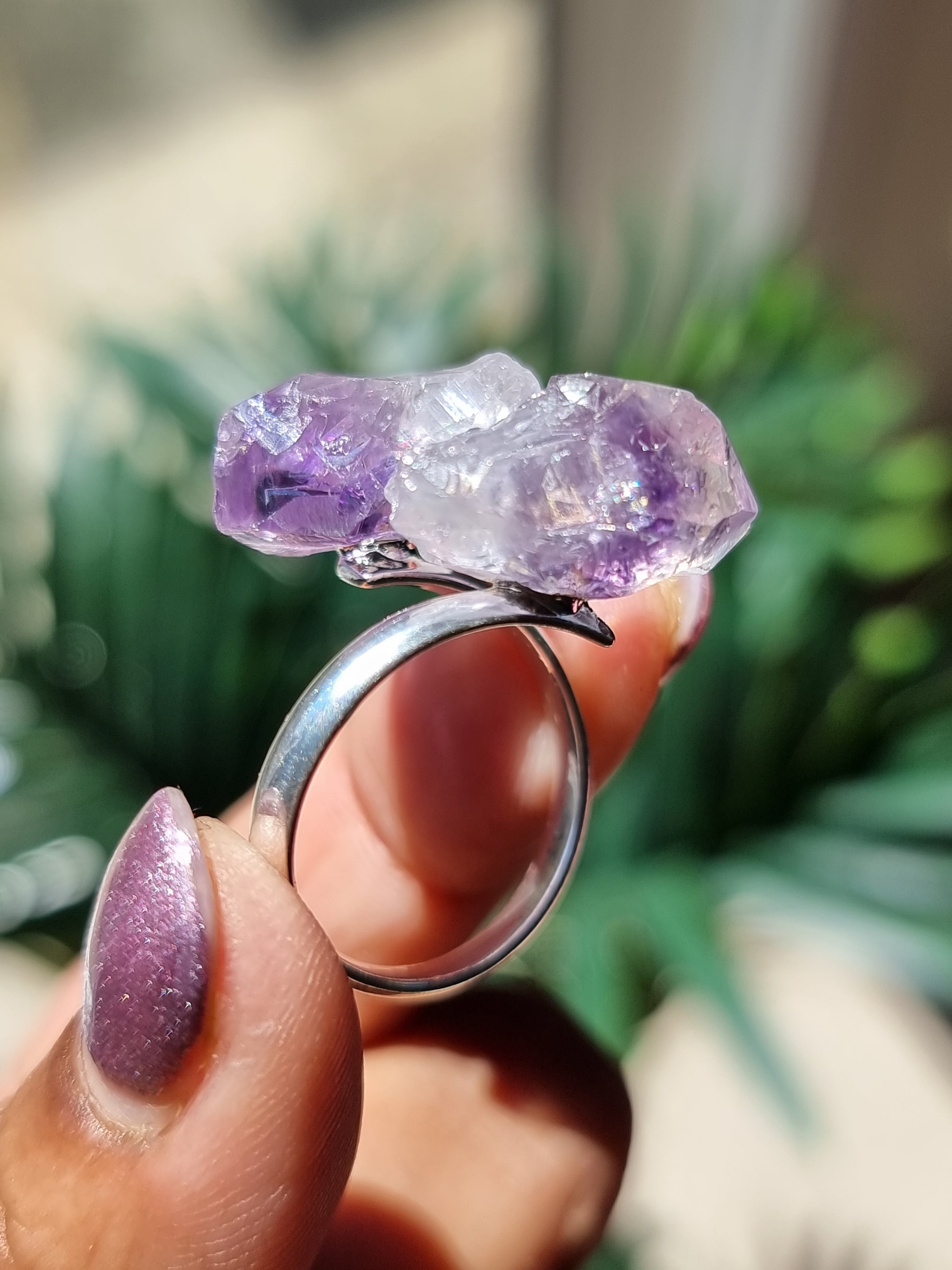 Aura Amethyst Rough Ring