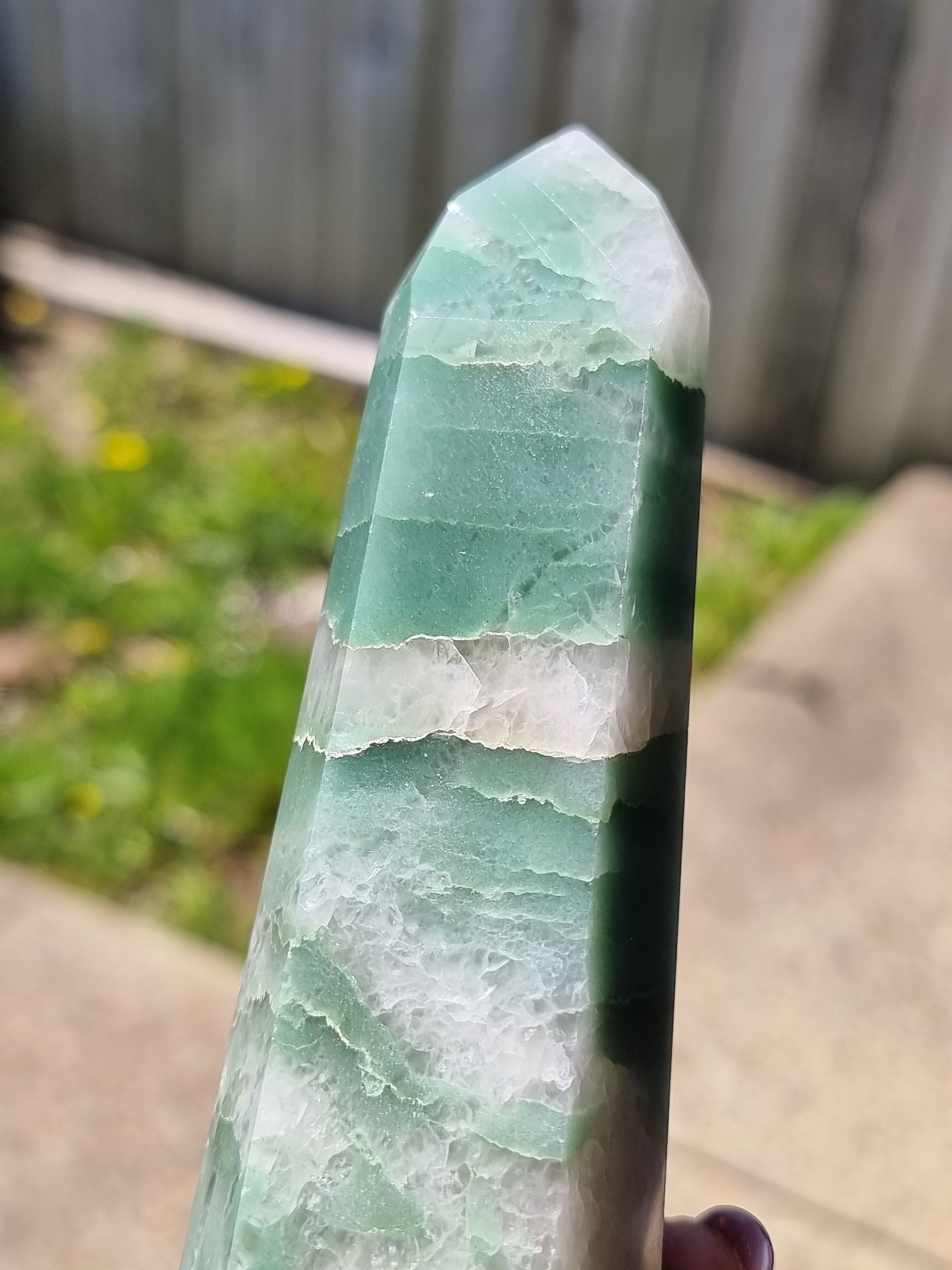 Green Aventurine in Quartz Tower Brazil