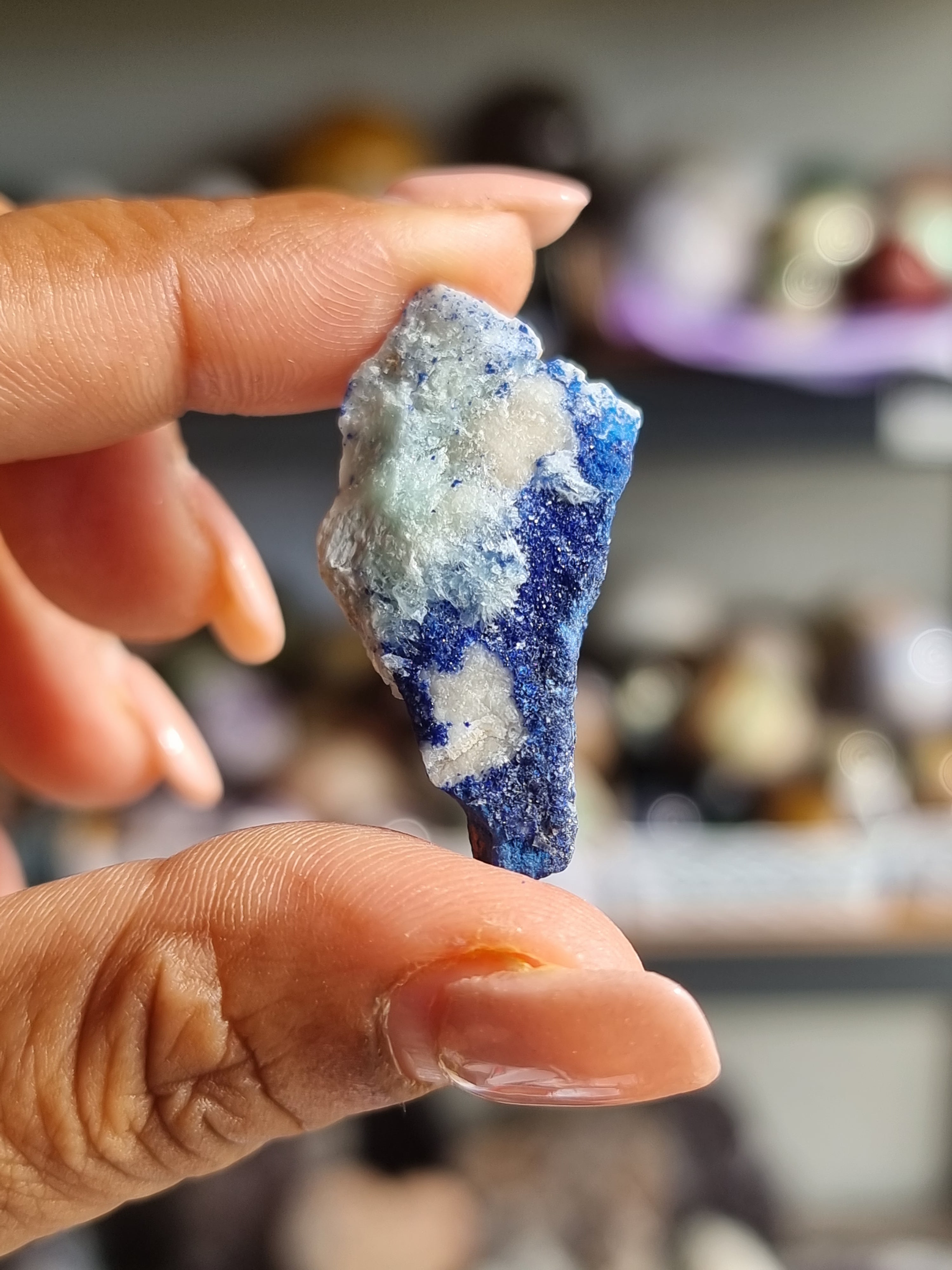 Azurite in Green Aragonite Rough