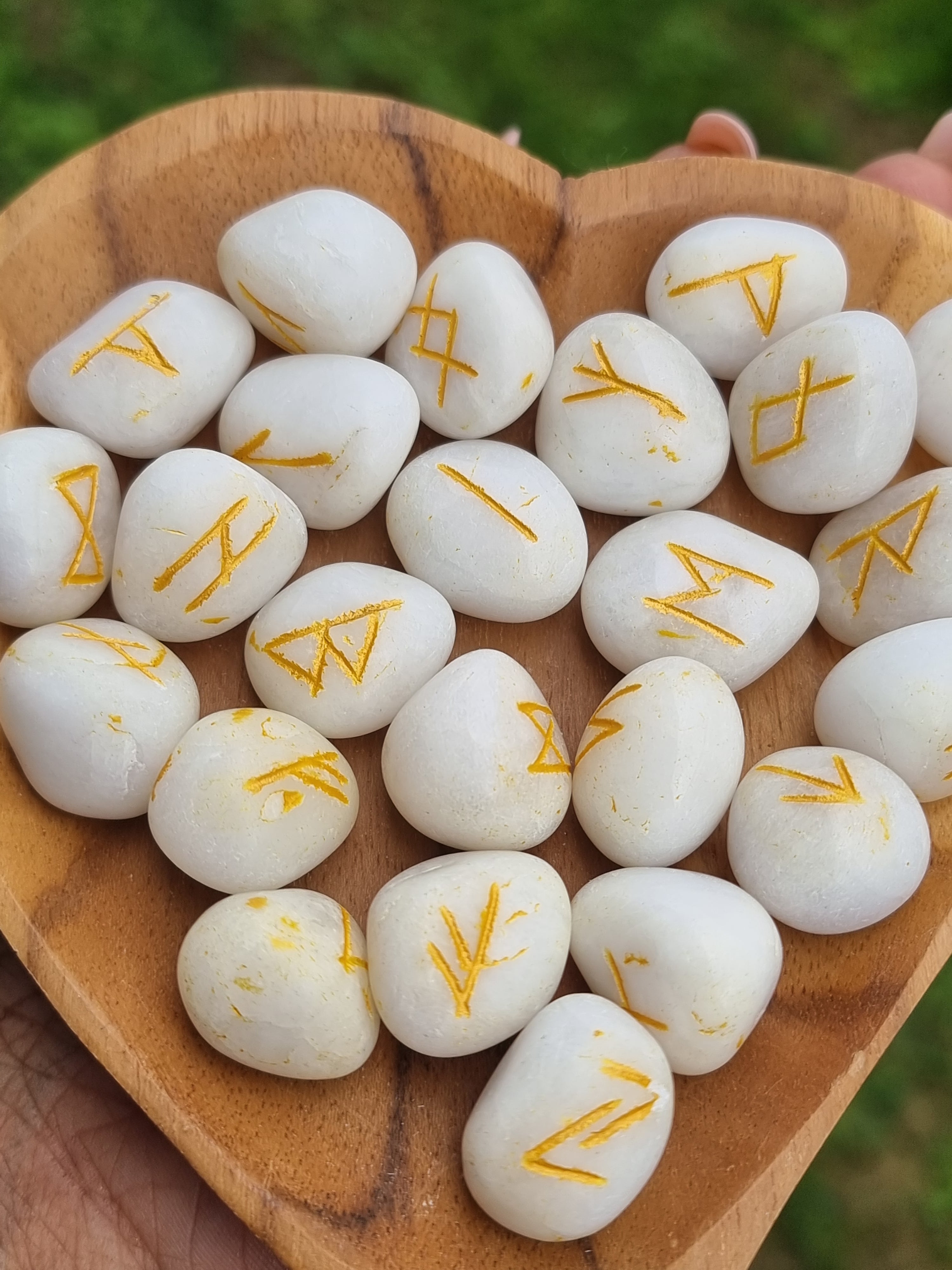 Milky Snow Quartz Runes Set