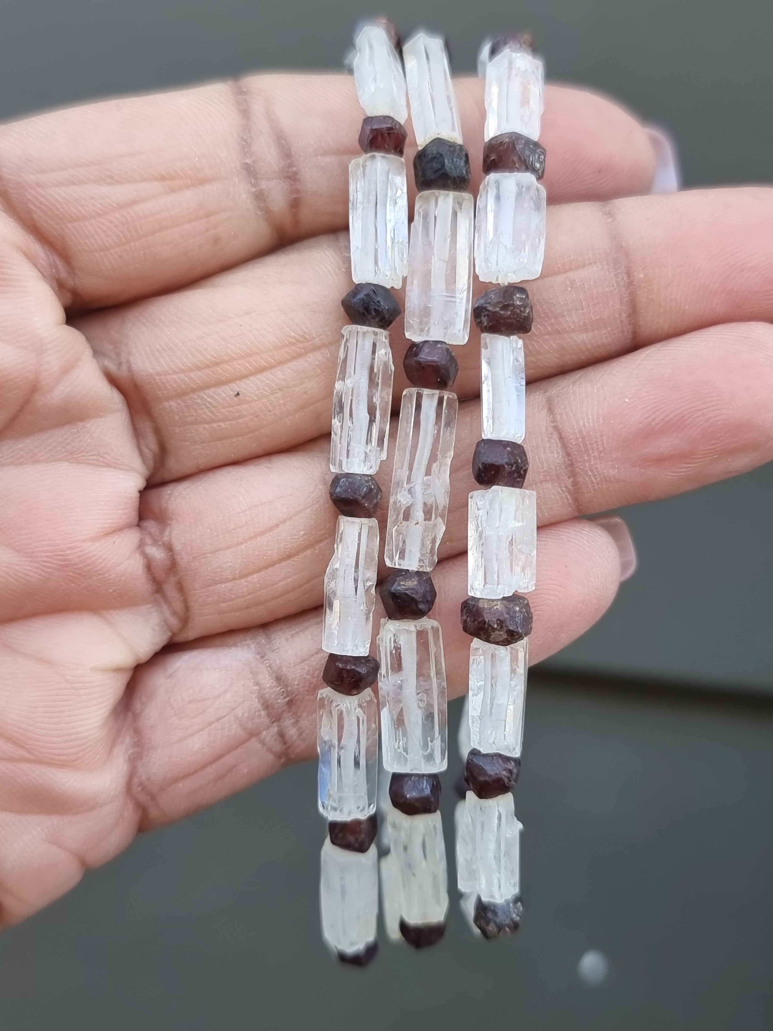 Clear Quartz with Garnet Bracelet