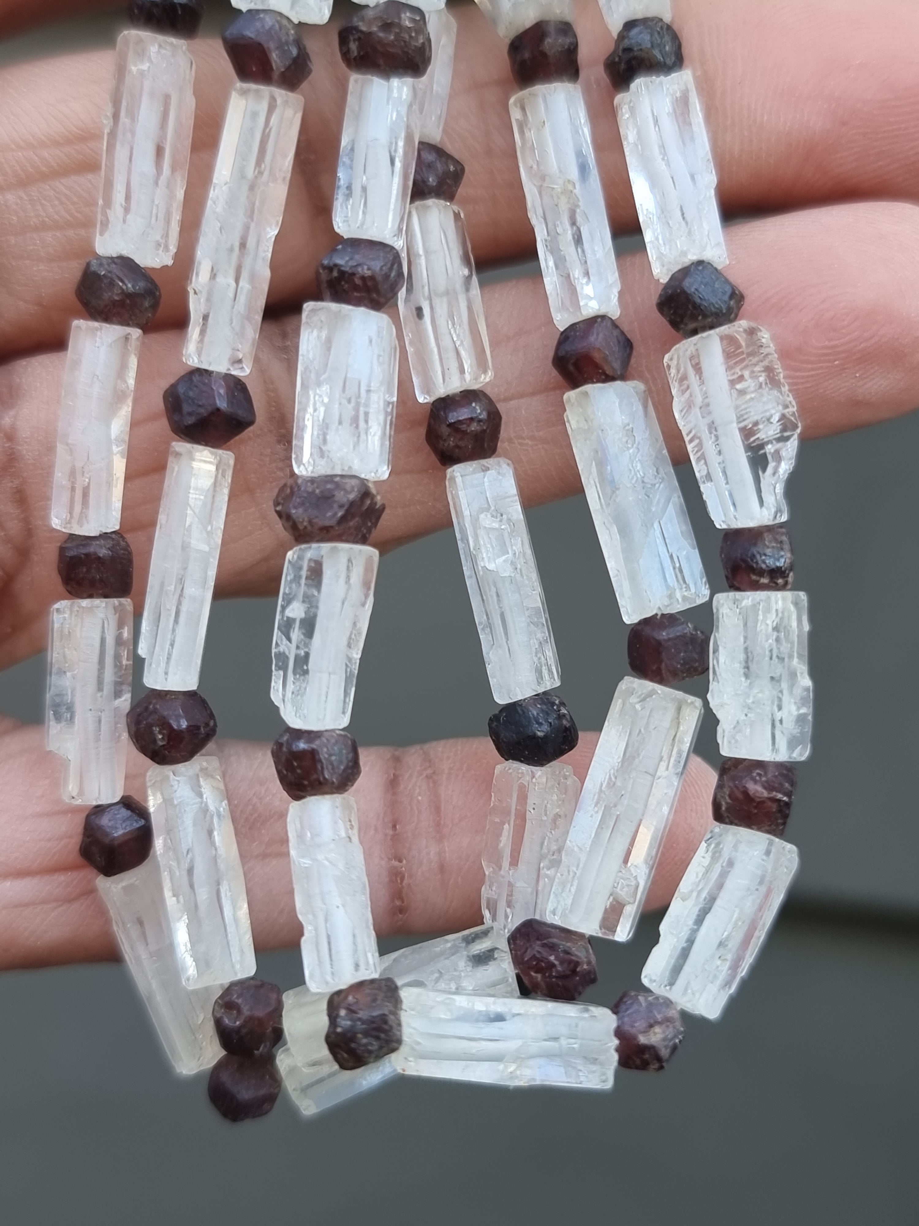 Clear Quartz with Garnet Bracelet