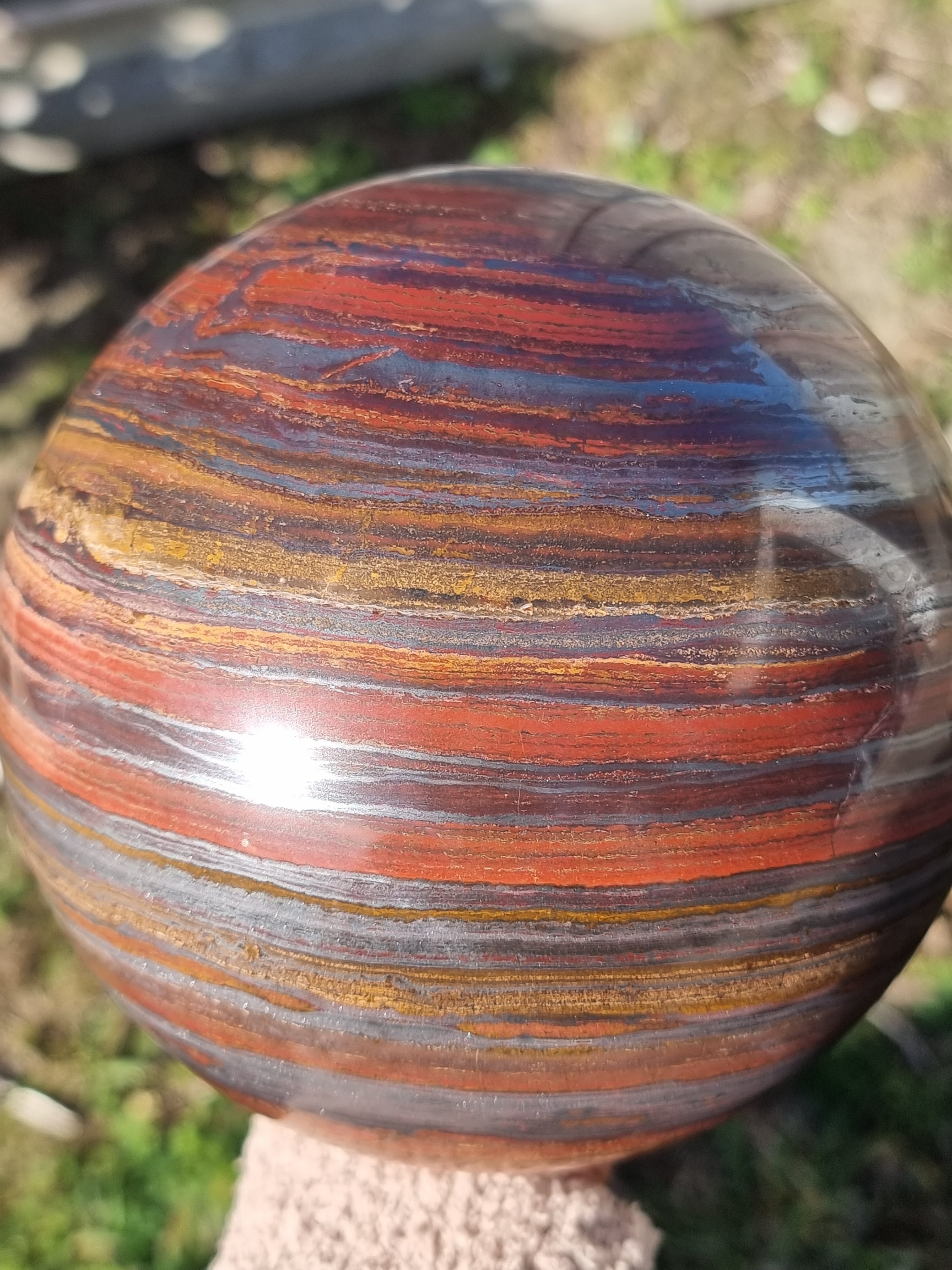 Red Tigers eye with Hematite Sphere Large