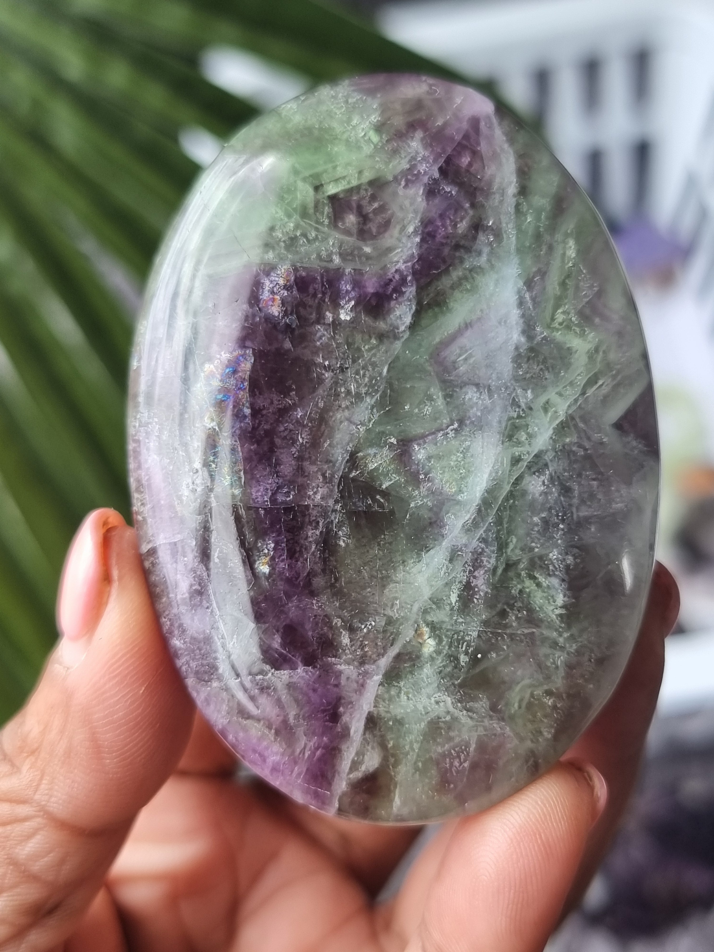 Rainbow Fluorite Palm Stone