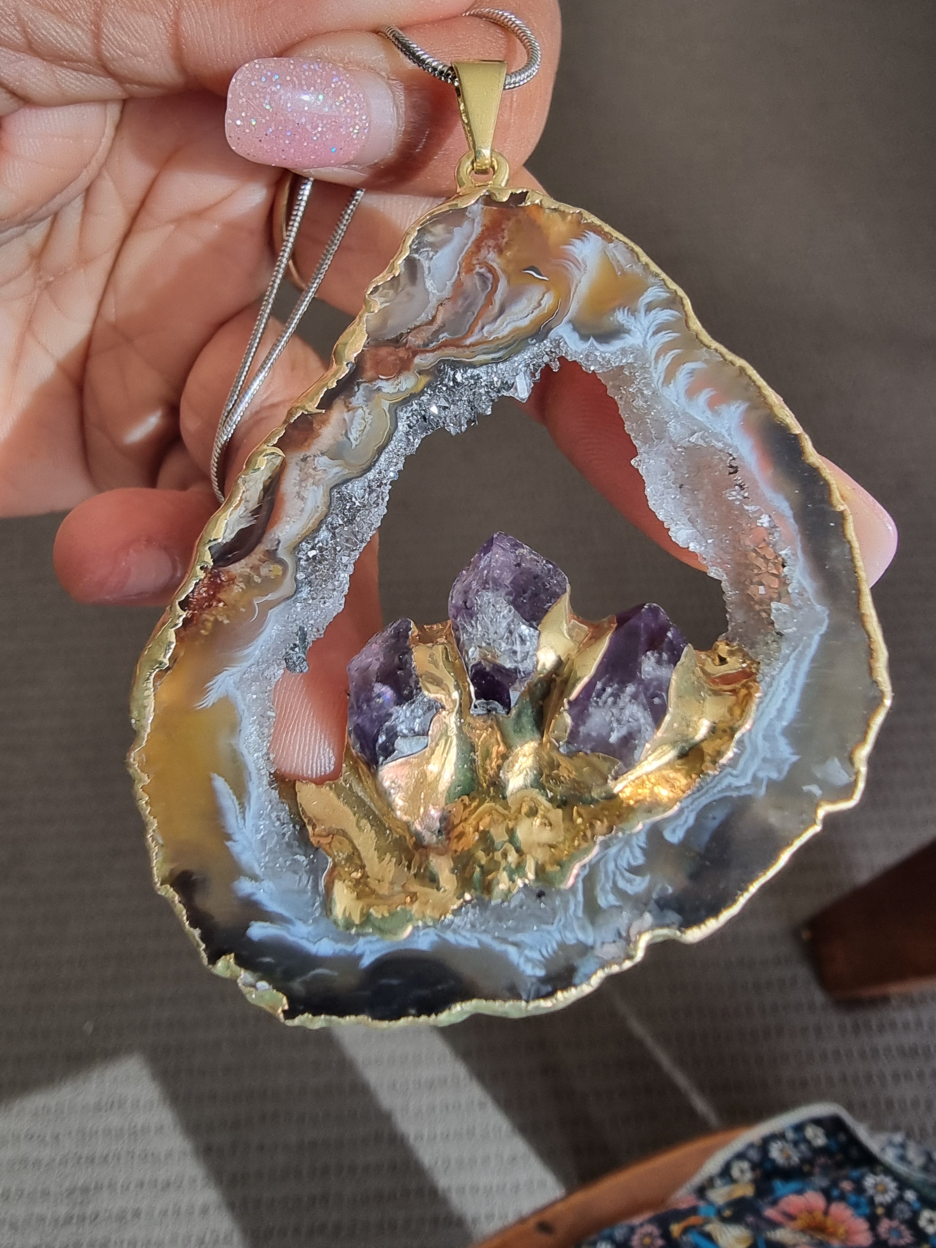 Druzy Agate Point Pendant