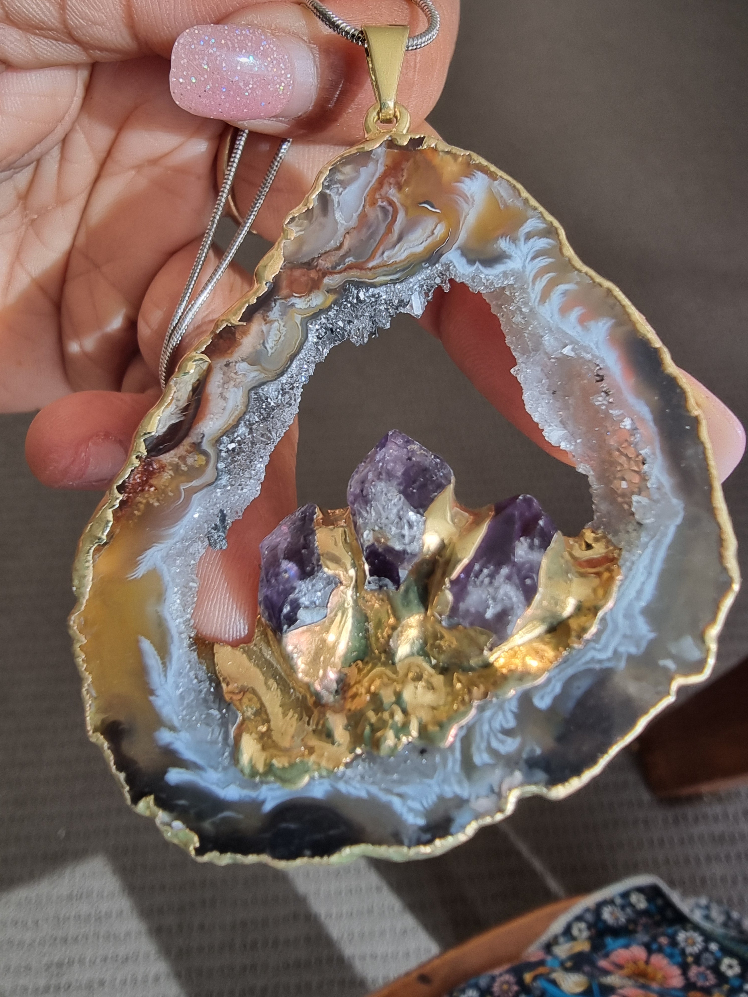 Druzy Agate Point Pendant