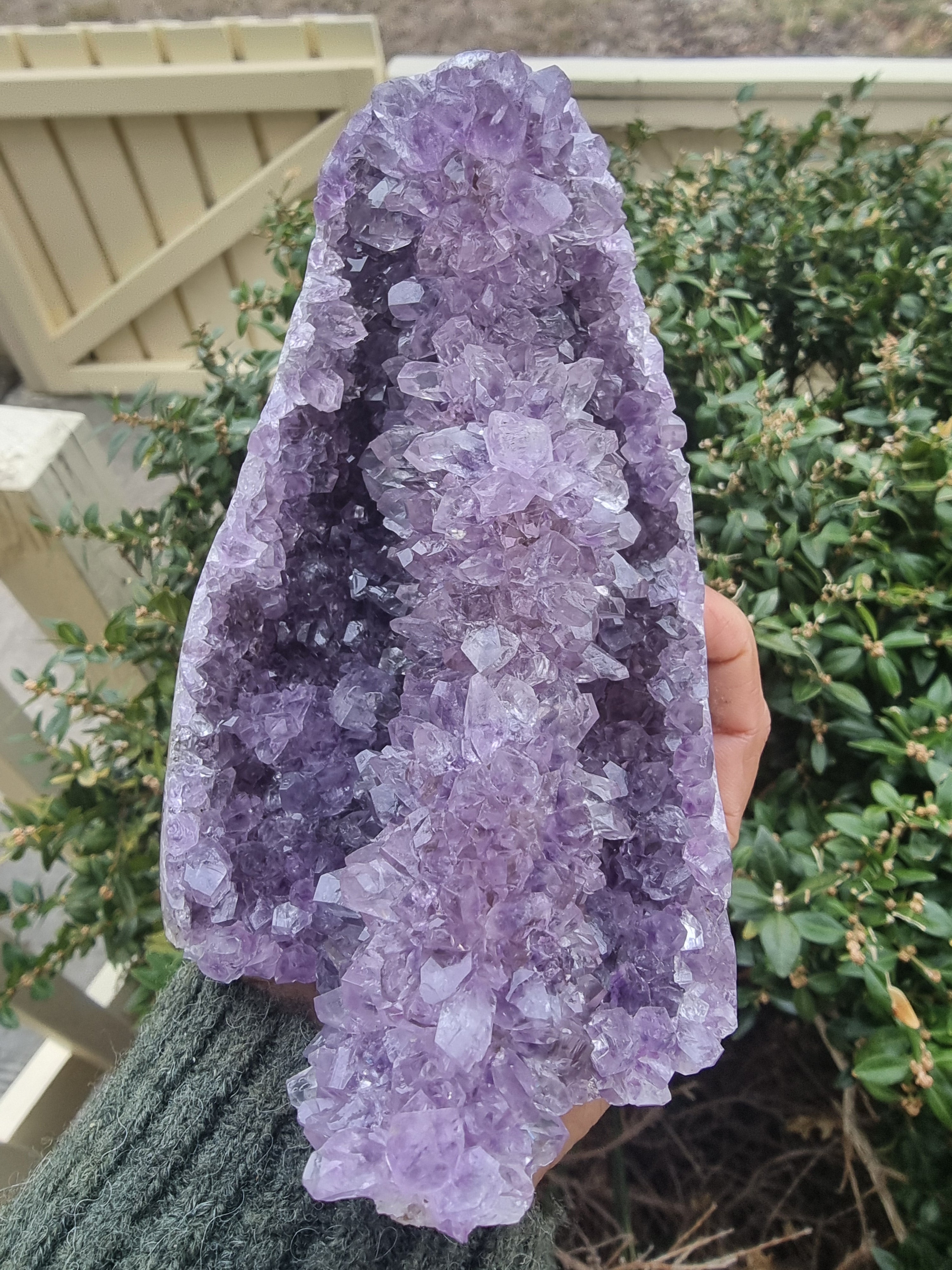 Amethyst Cluster with Stalactite Flower Layer