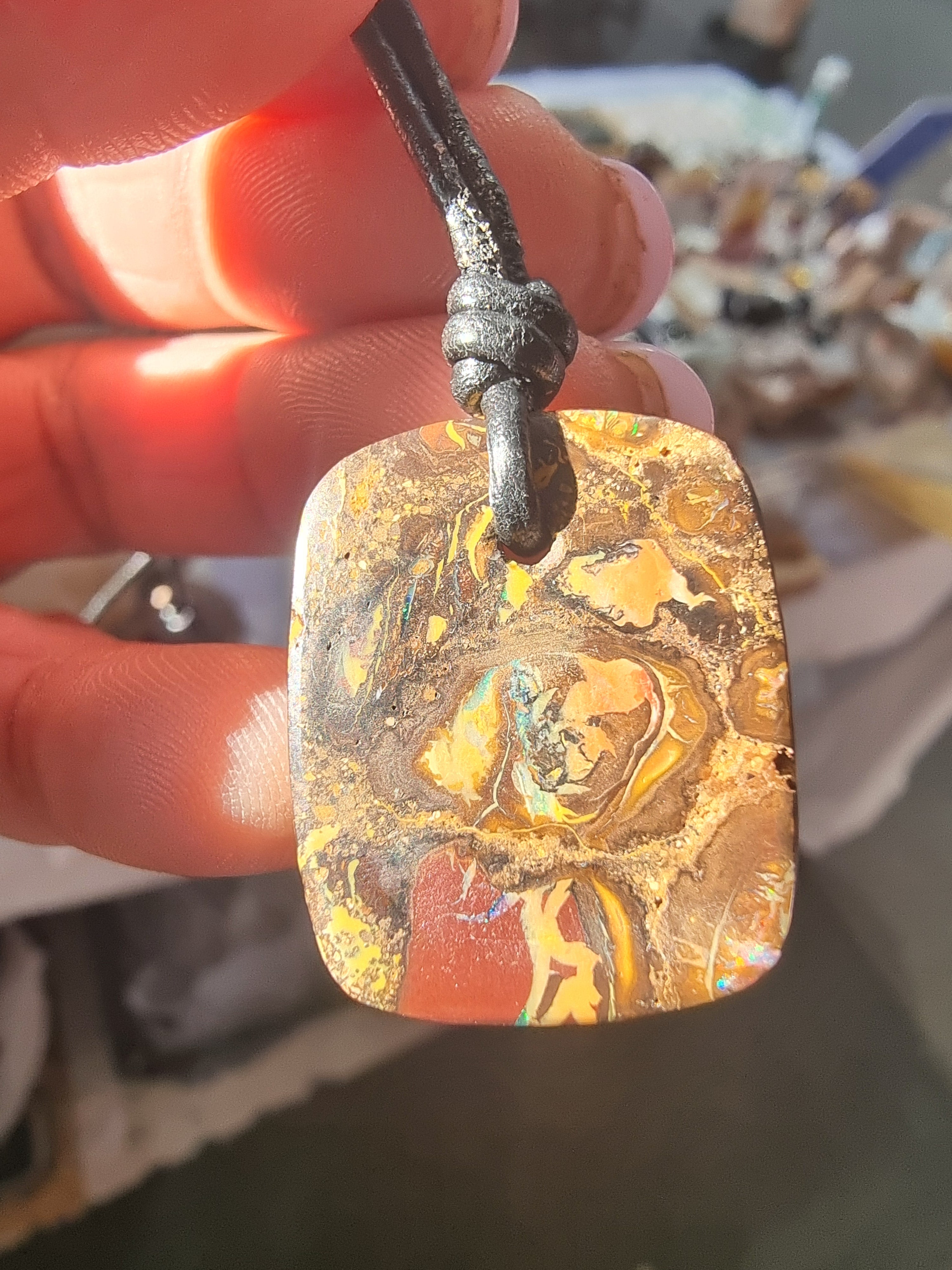 Australian Boulder Opal Pendant on Adjustable Cord