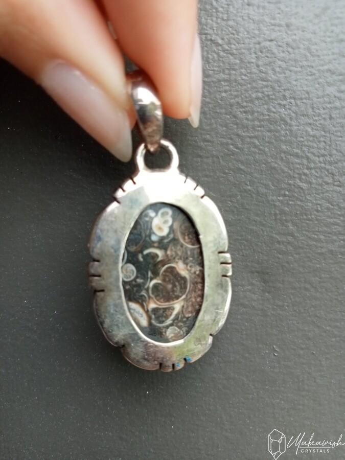 Turritella Agate Pendant in Sterling Silver