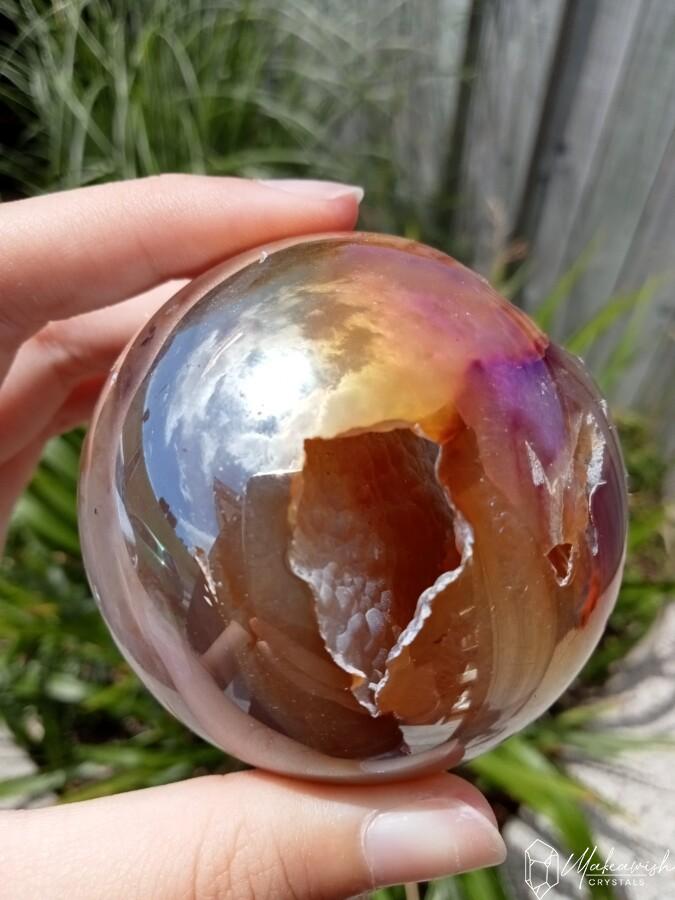 Sparkly Aura Agate Sphere