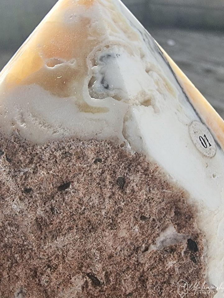 Orange Calcite cut base point