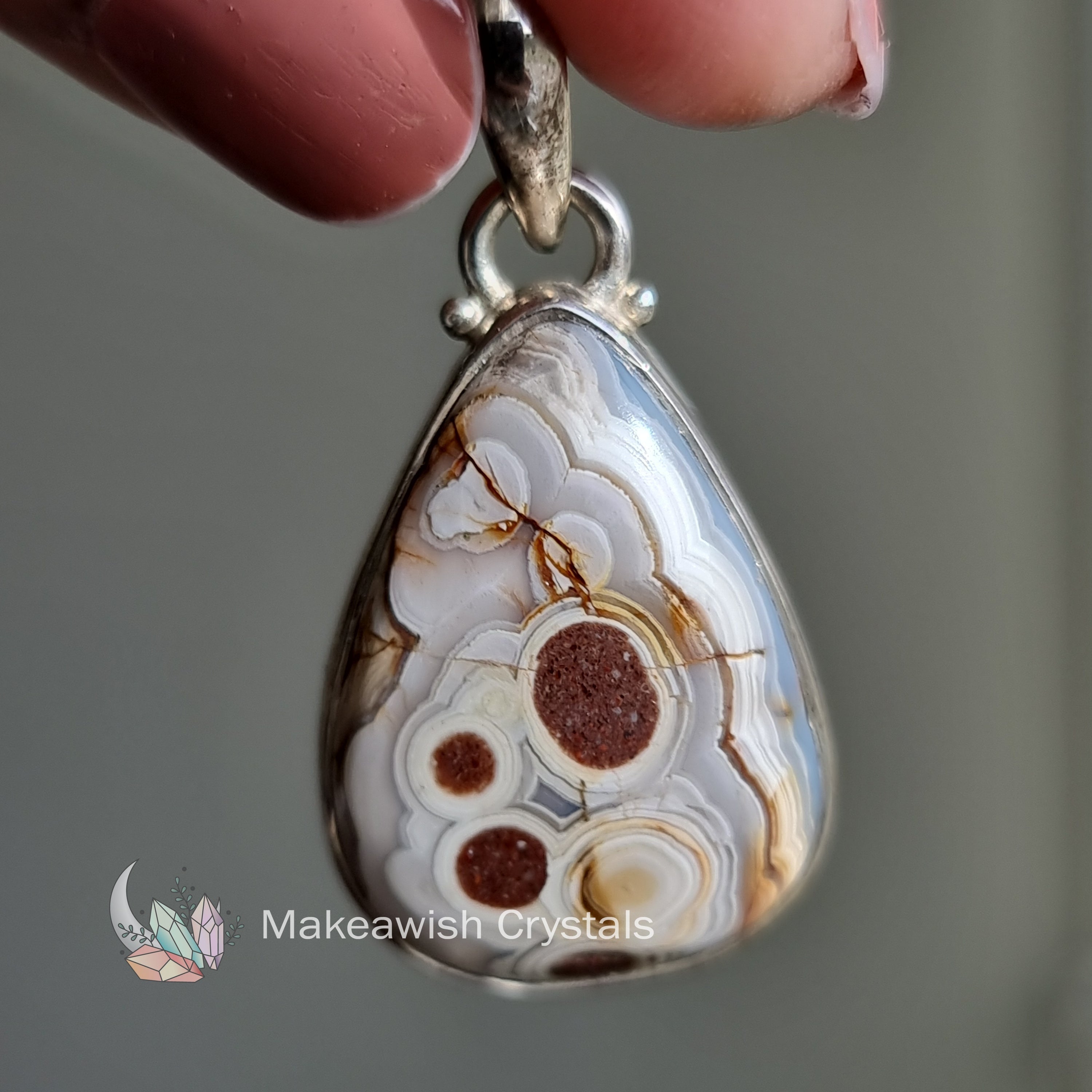 Mexican Agate Pendant in Sterling Silver