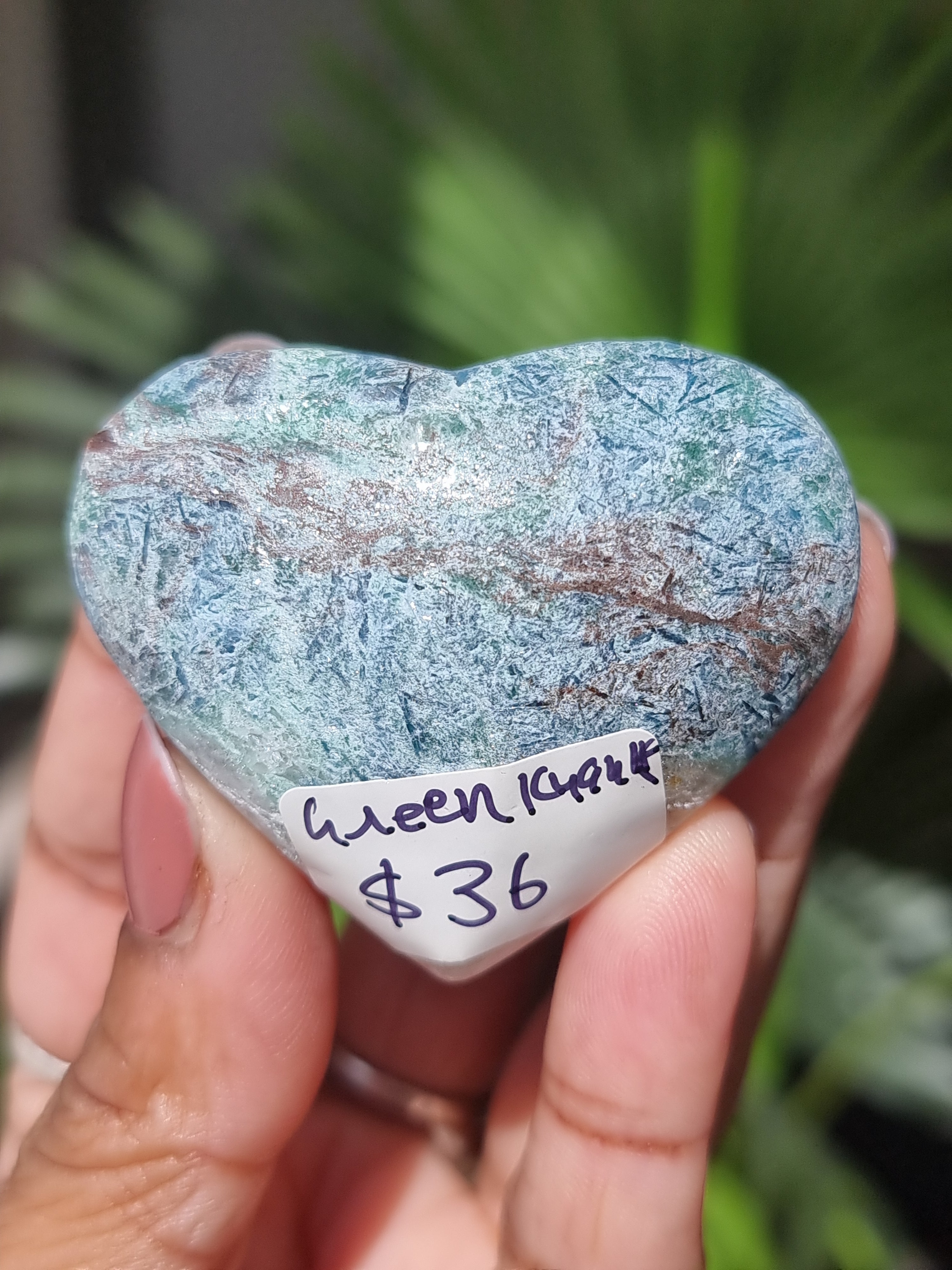 Green and Blue Kyanite heart