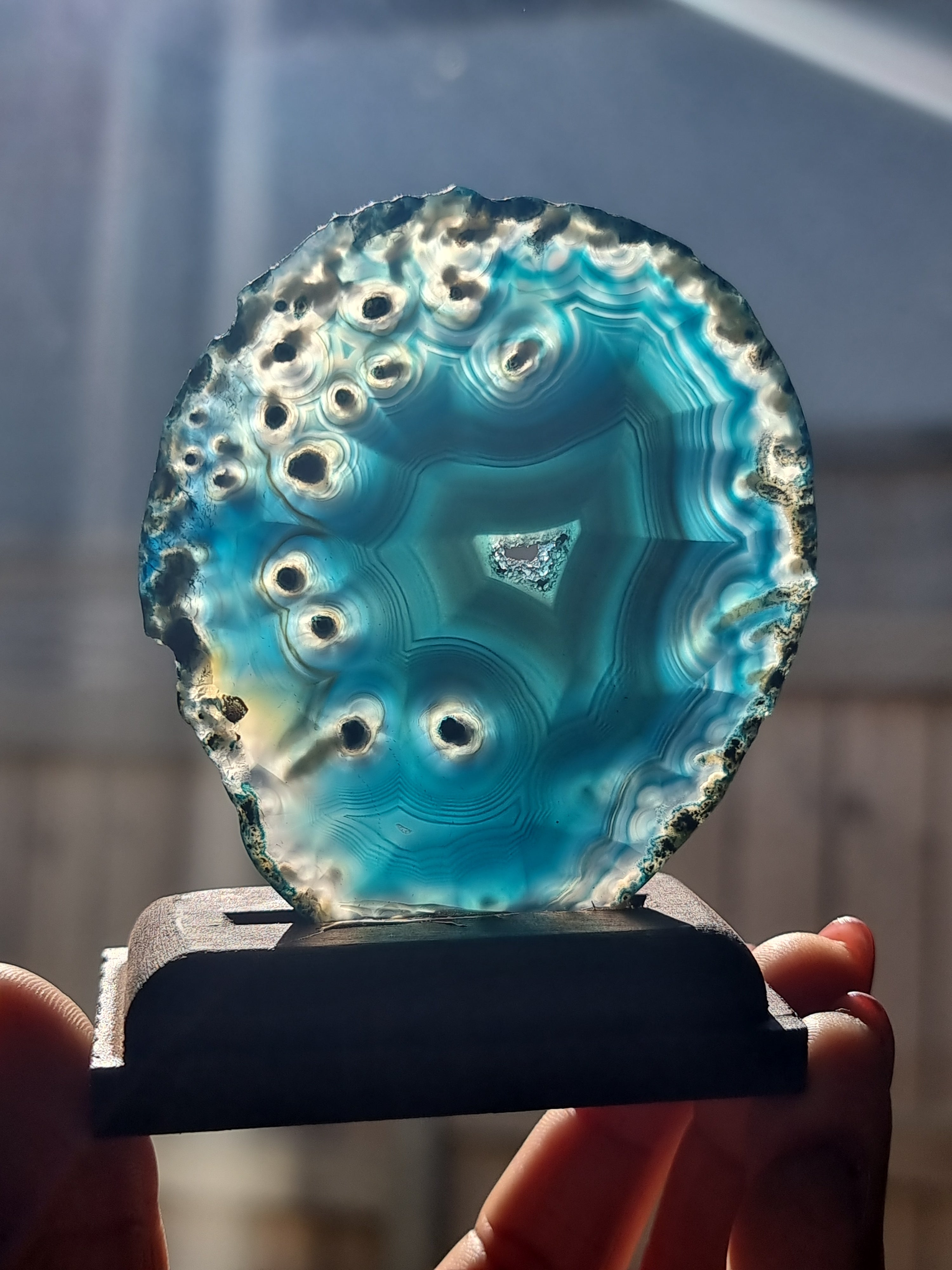 Blue Agate Slab on Stand