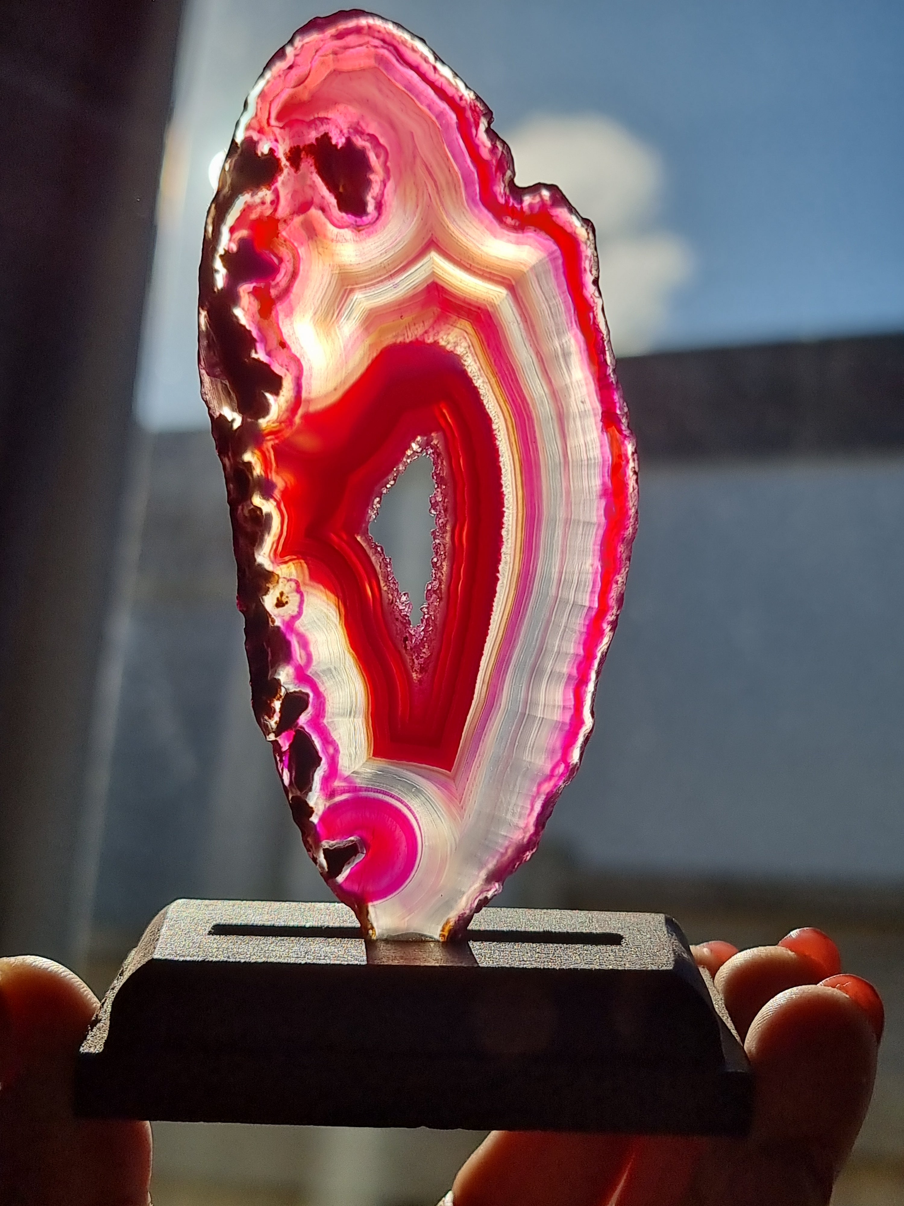 Pink Agate Slab on Stand