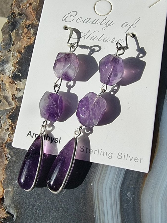 Amethyst Earrings Sterling Silver
