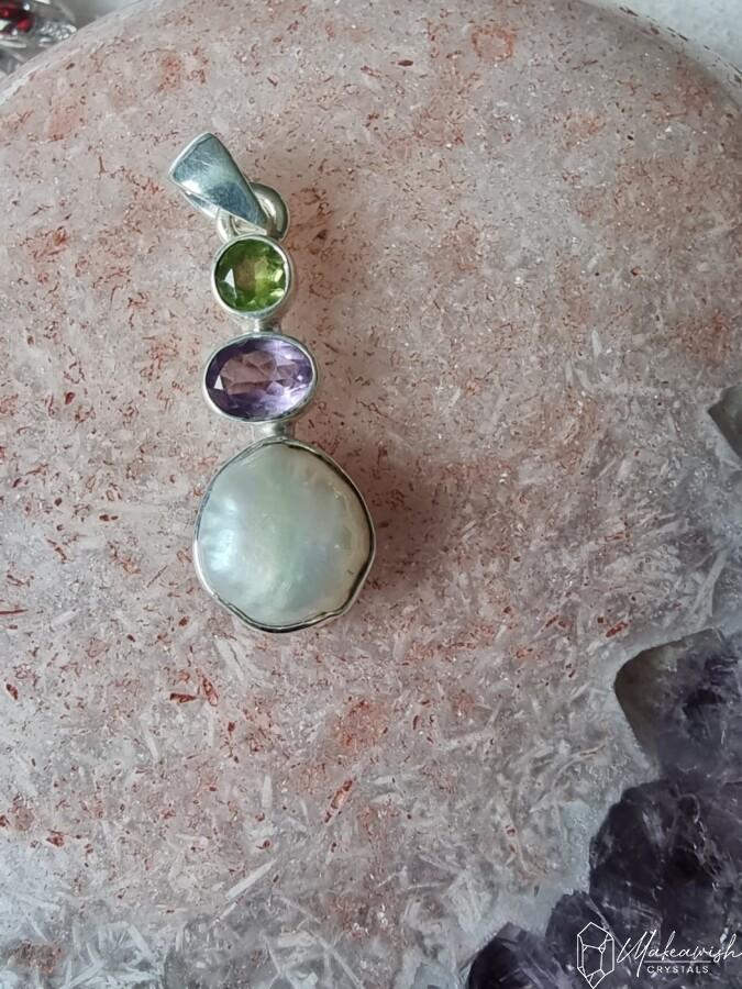 Amethyst ,Peridot with Freshwater Pearl