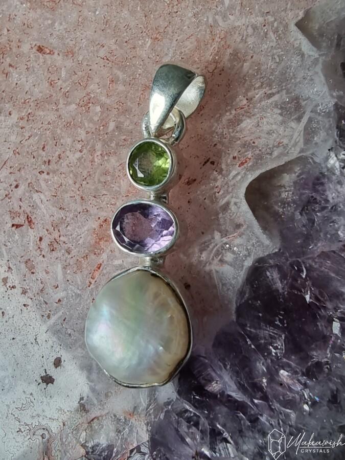 Amethyst ,Peridot with Freshwater Pearl