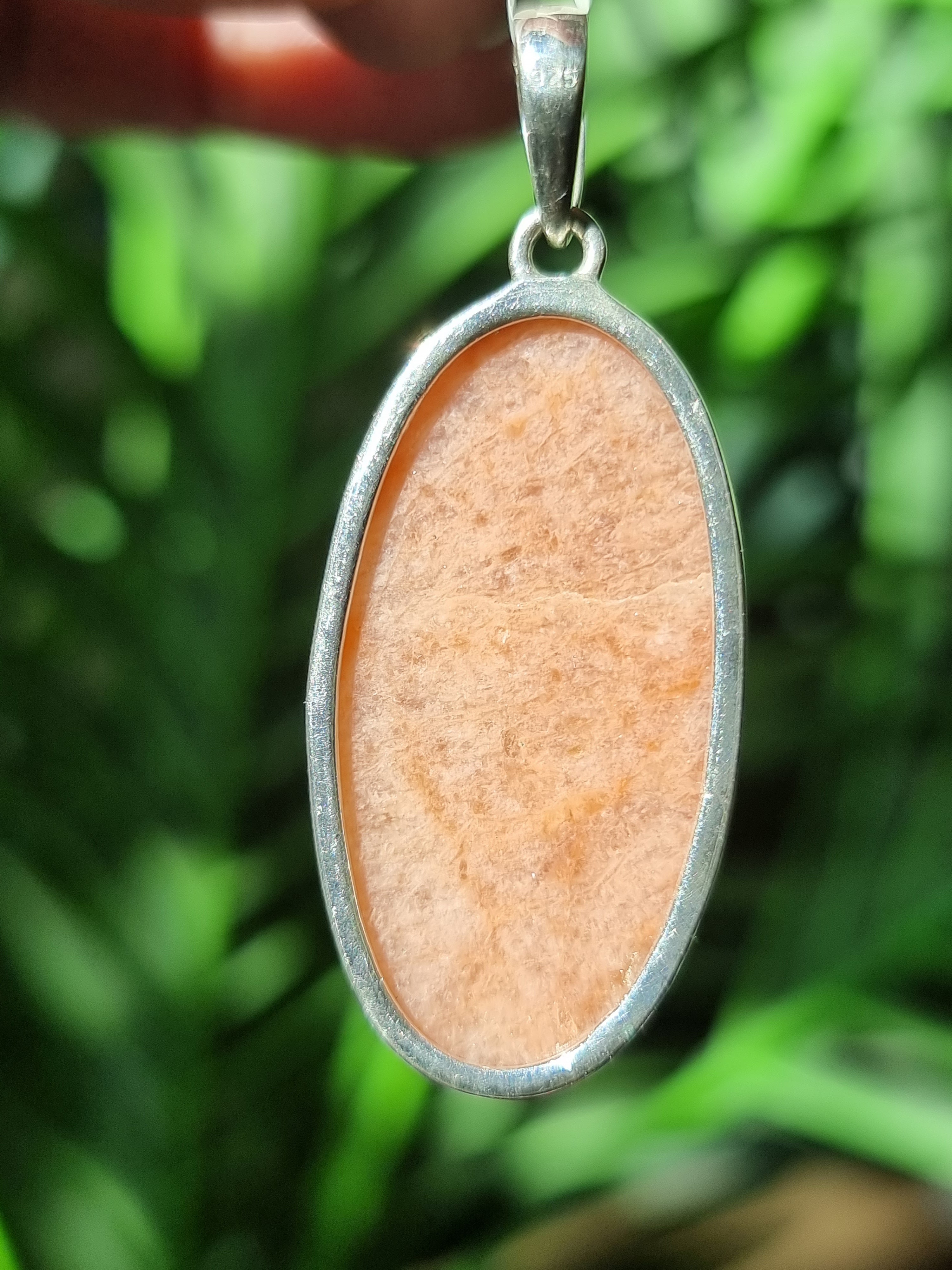 Peach Moonstone Pendant Sterling Silver