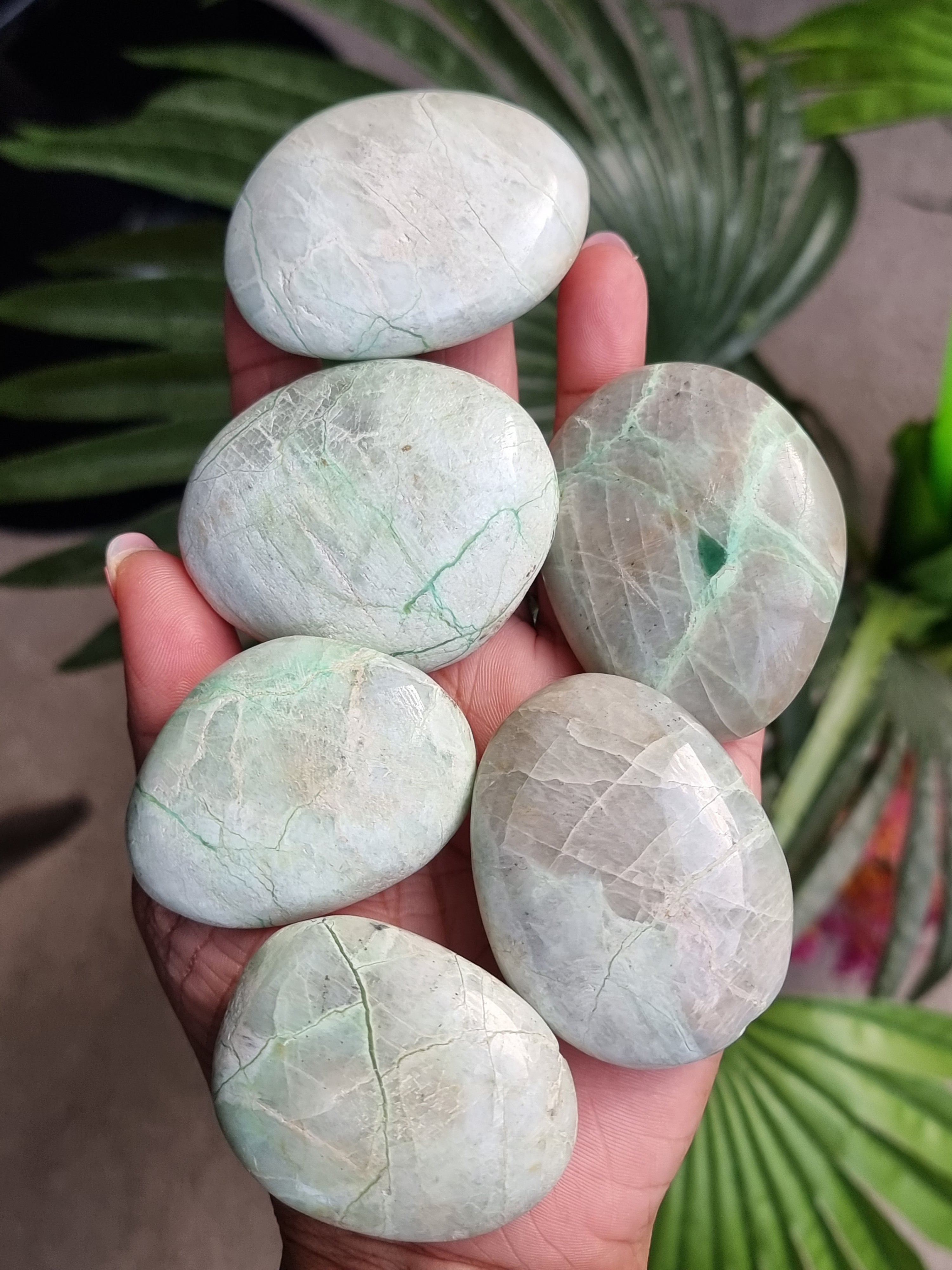 Green Moonstone Palm Stone