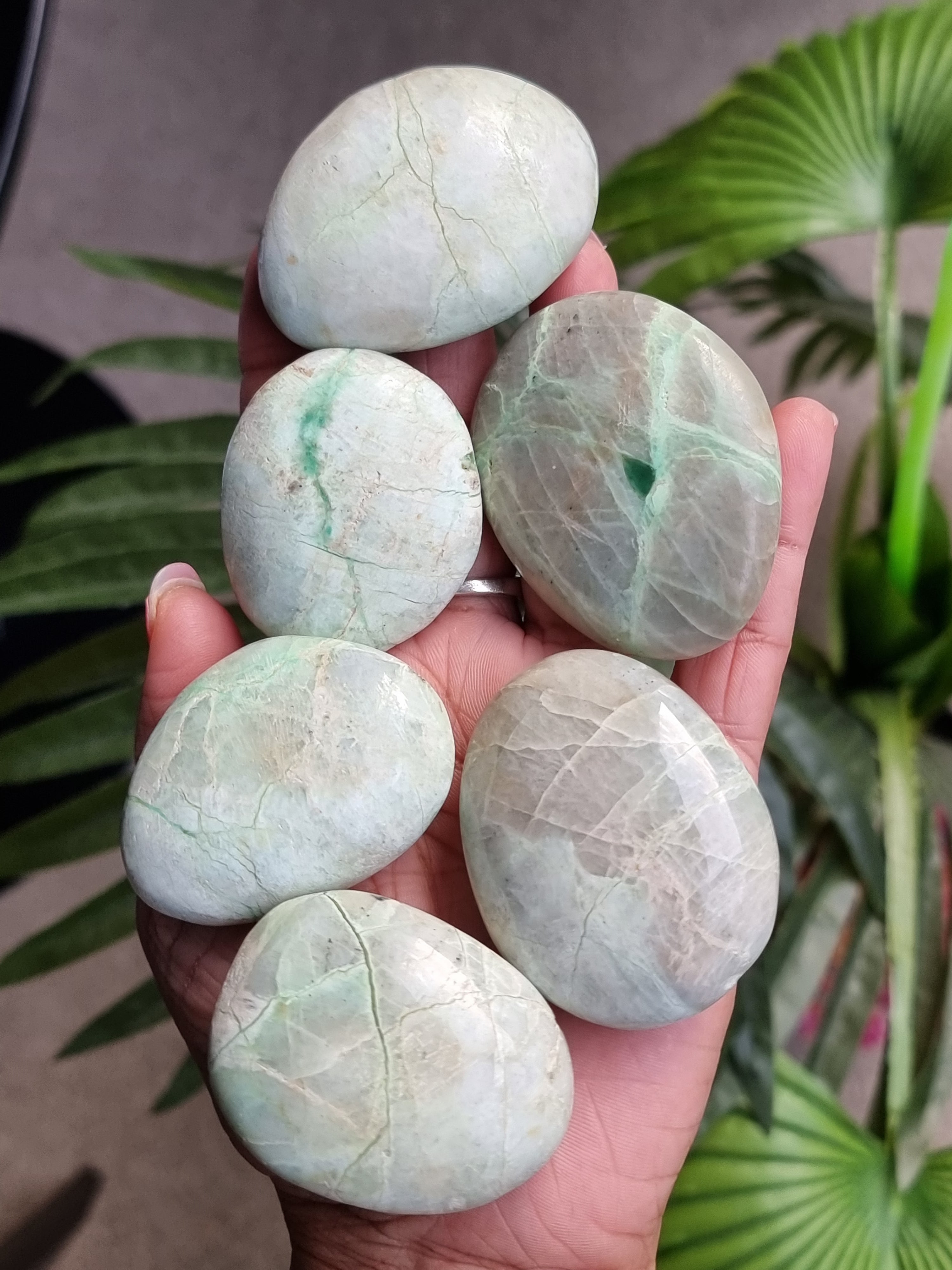Green Moonstone Palm Stone