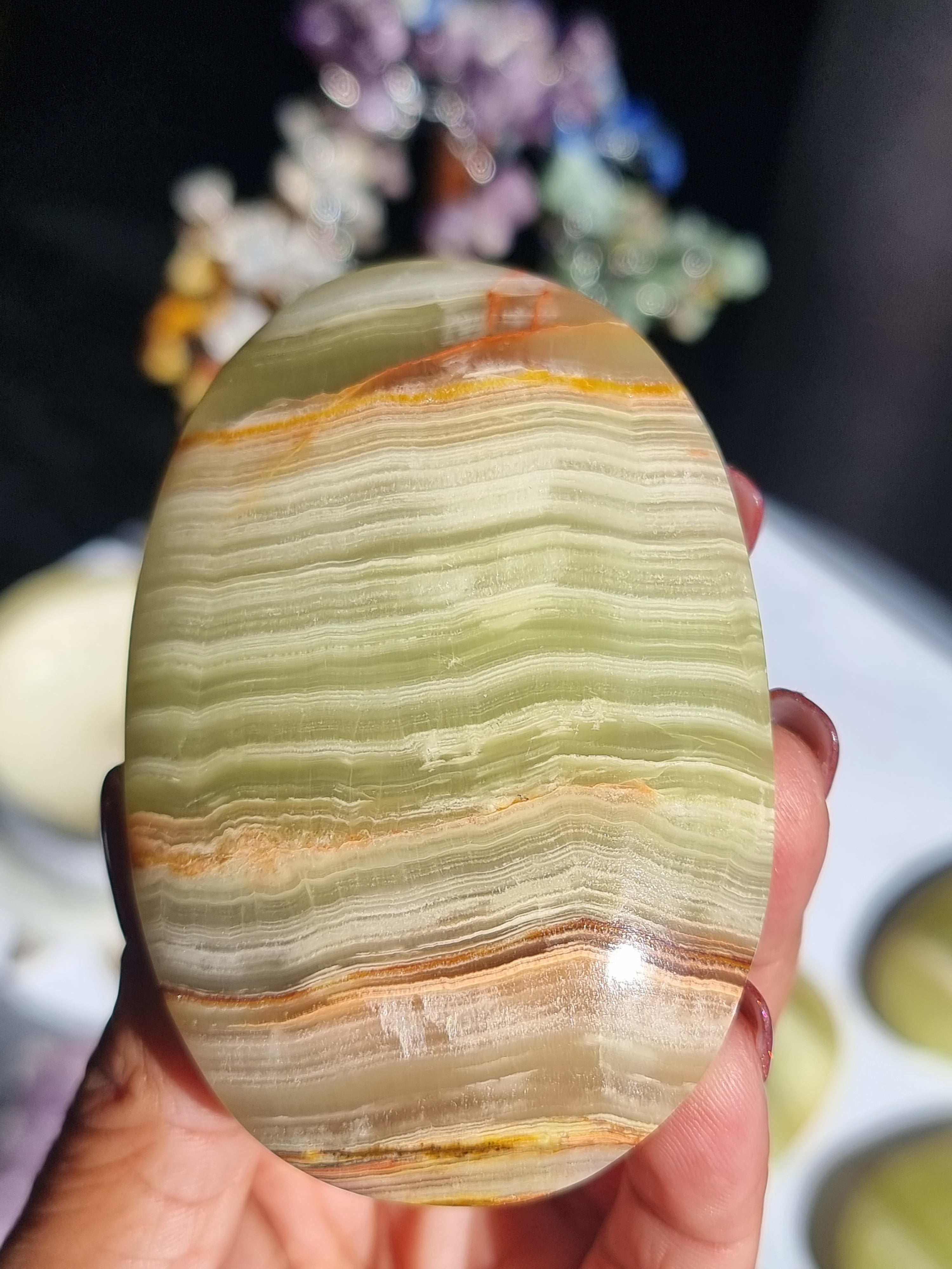 Banded Calcite Palm Stone