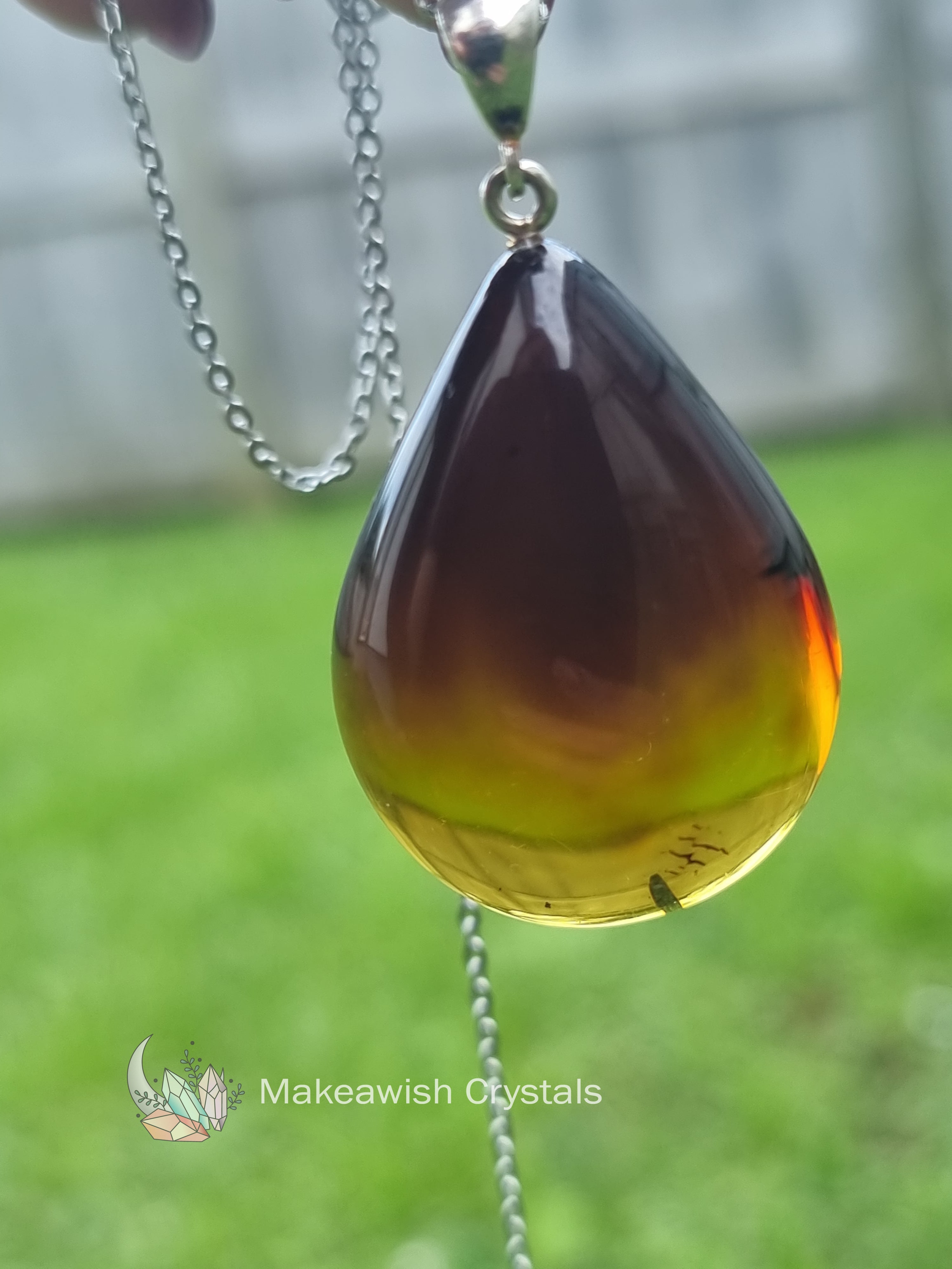 Amber Pendant Sterling Silver