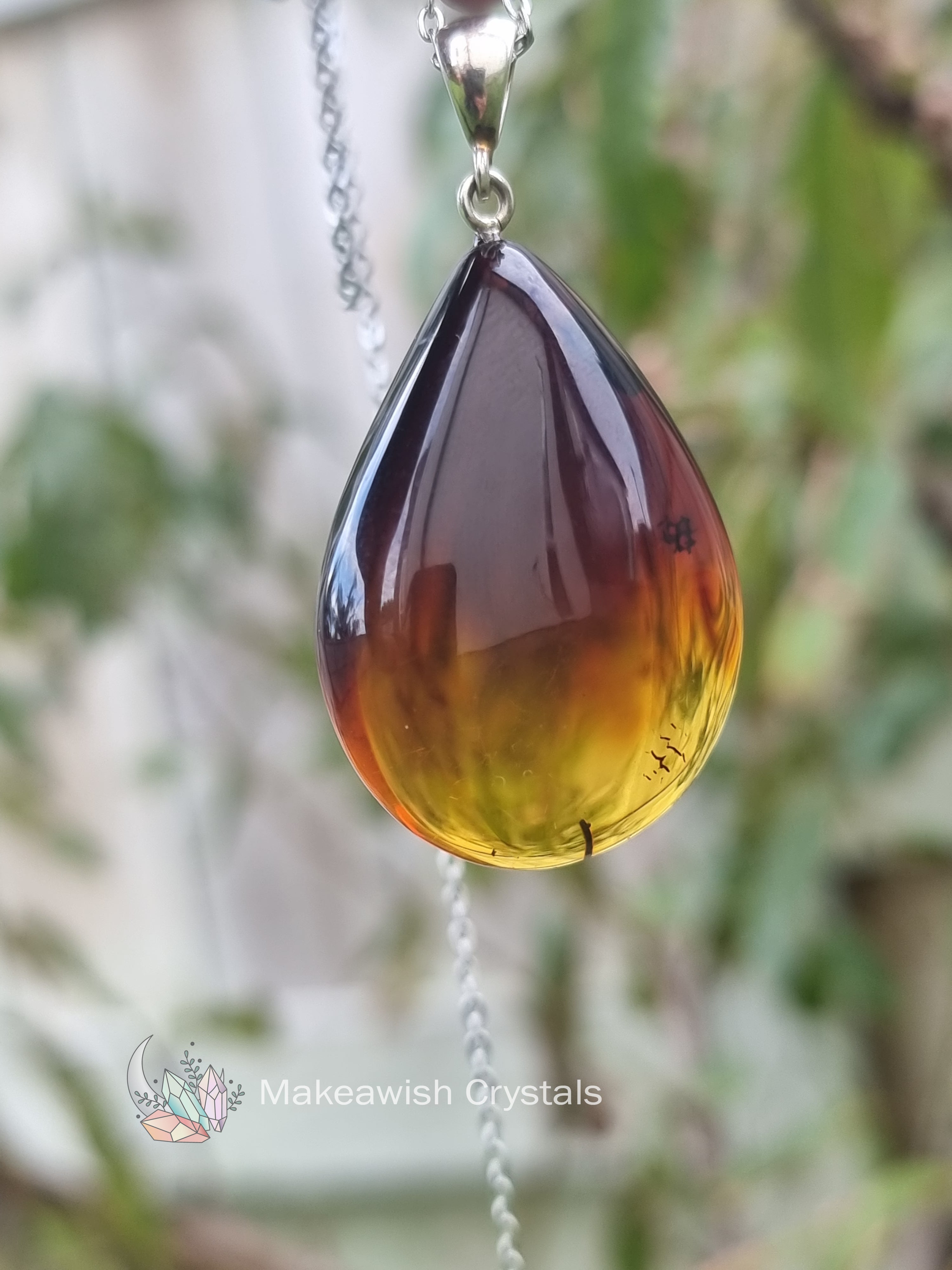 Amber Pendant Sterling Silver