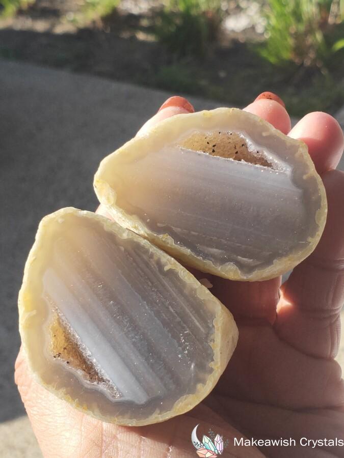 Agate Geode Pair