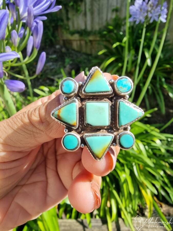 Genuine Turquoise Pendant Sterling Silver