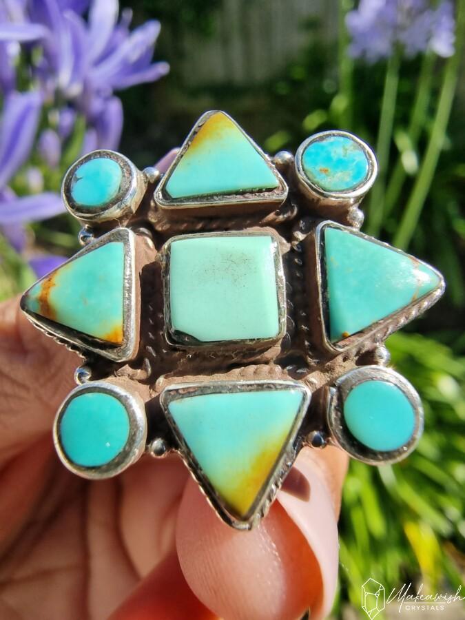 Genuine Turquoise Pendant Sterling Silver