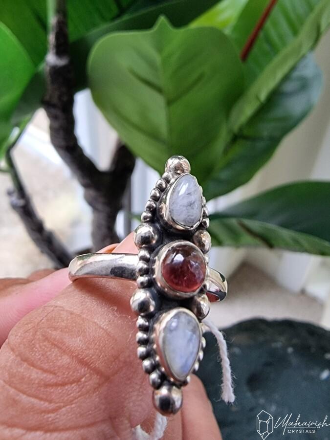 Moonstone Rubelite in Sterling Silver