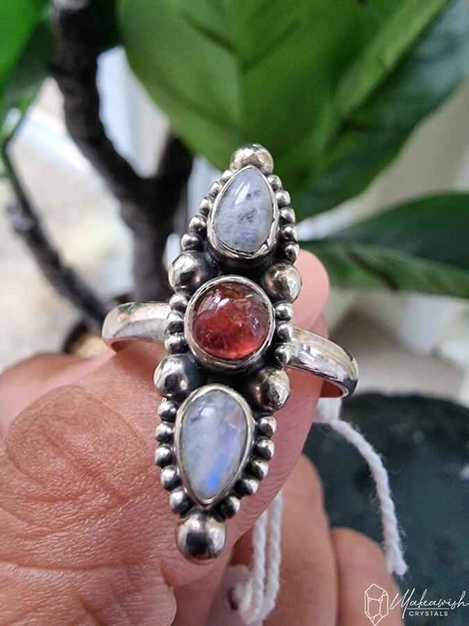 Moonstone Rubelite in Sterling Silver