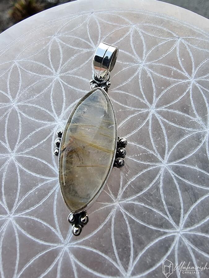 Rutilated Quartz Pendant Sterling Silver