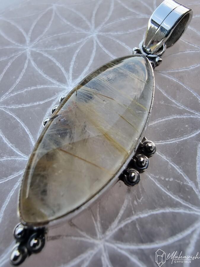 Rutilated Quartz Pendant Sterling Silver