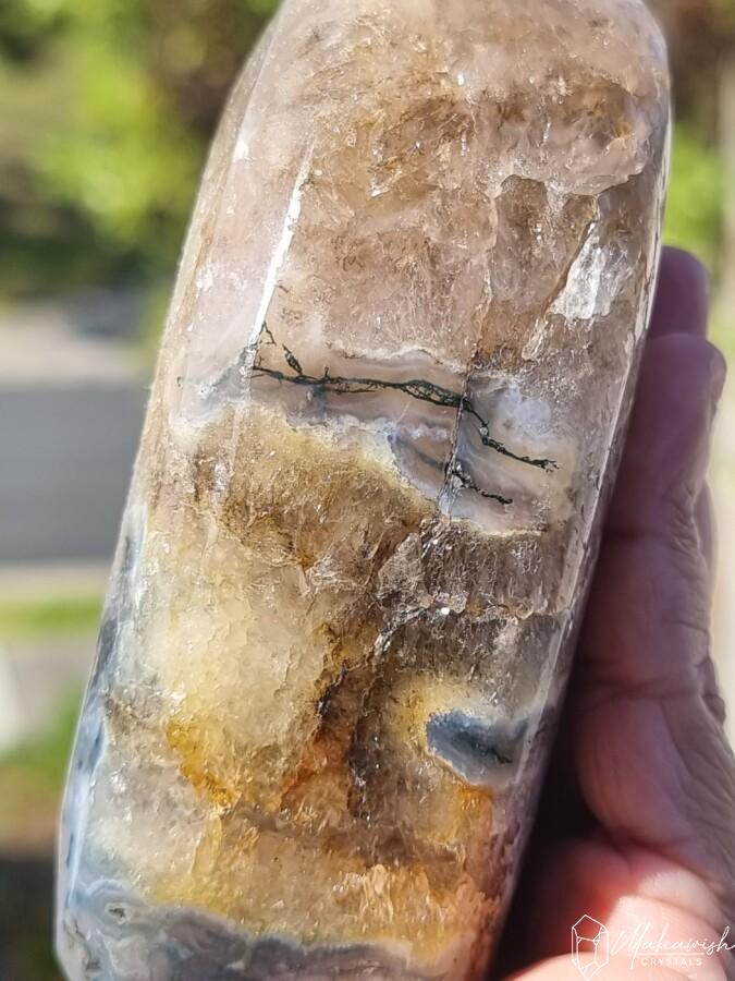 Prasiolite Heart with Moss Agate