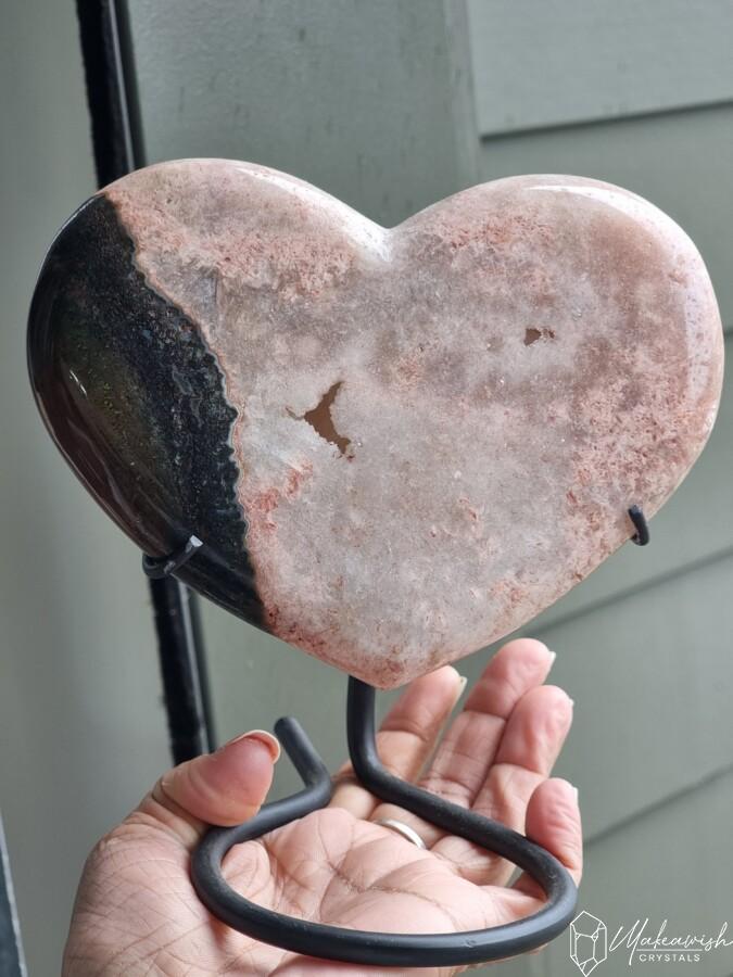 Pink Amethyst Heart on stand