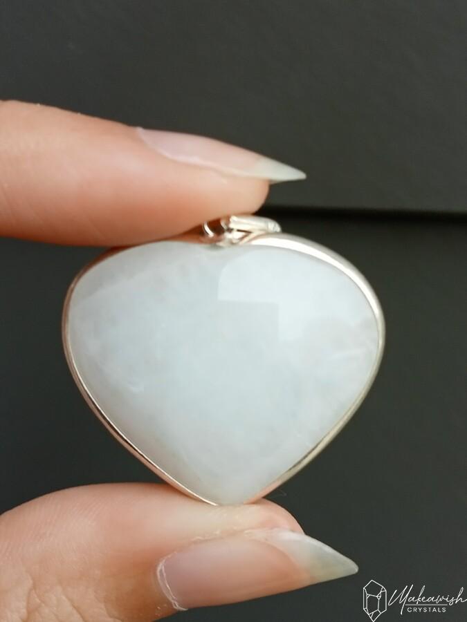 Milky Quartz Heart Pendant Sterling Silver